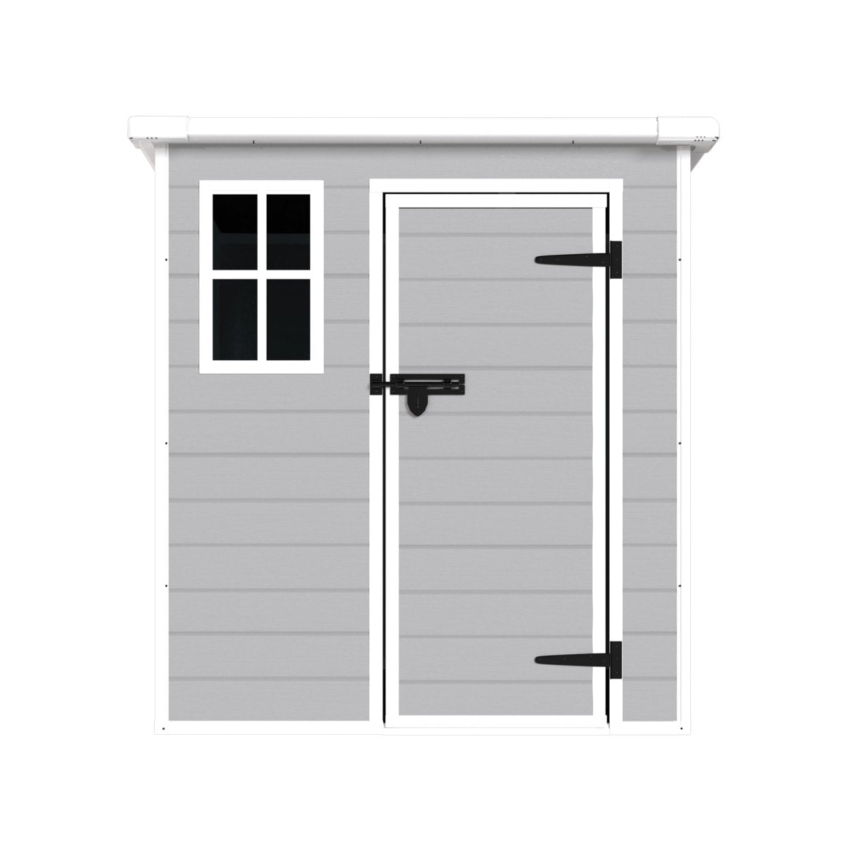 6x6 FT Storage Shed, Waterproof Resin Outdoor Storage Shed with Floor & Window & Lockable Doors and Vents, Tool Shed for Bike, Garden, Backyard,Lawn, All Weather Use, Light Grey