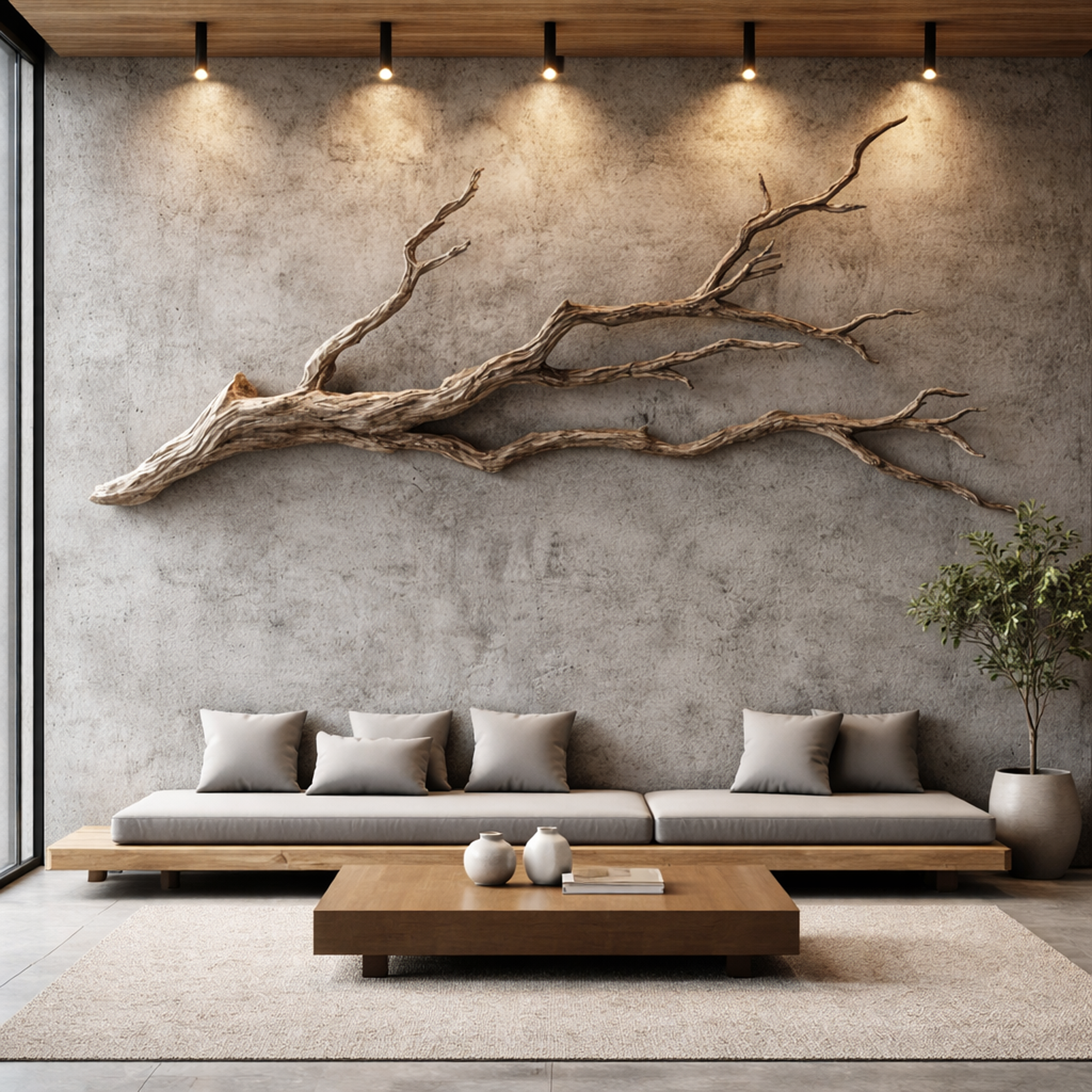 Flowing Organic Wood Branch Wall Sculpture Contemporary Decor