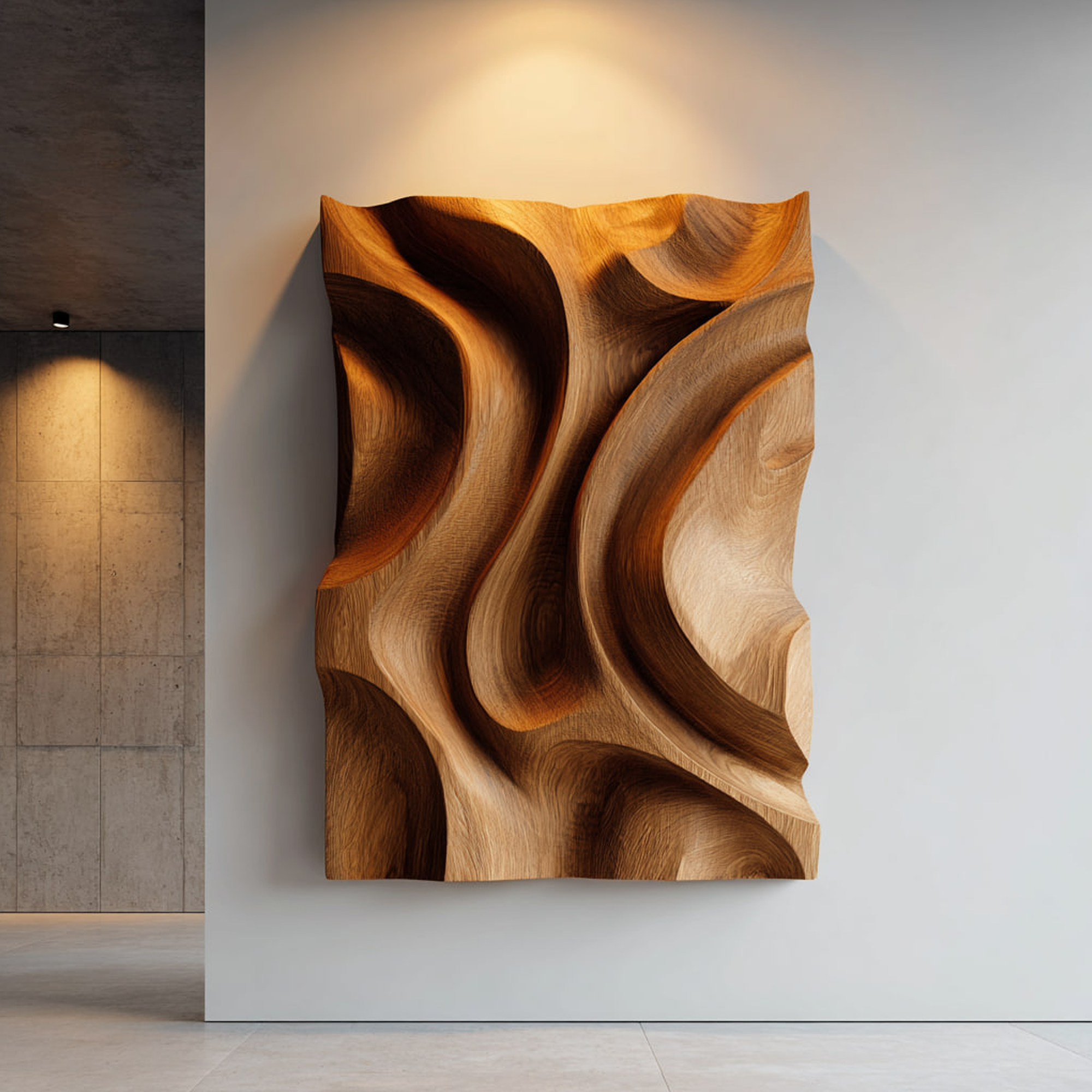Organic Flow Carved Wood Wall Art Modern Sculptural Decor