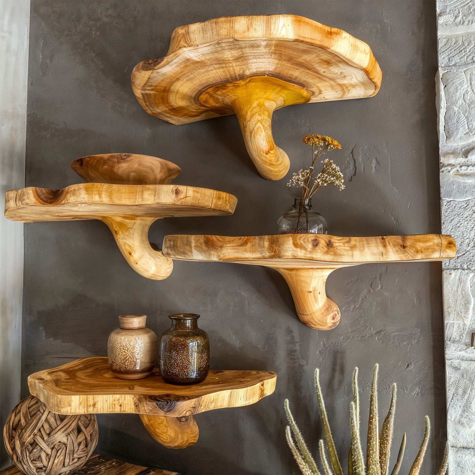 Handcrafted Mushroom Floating Shelves