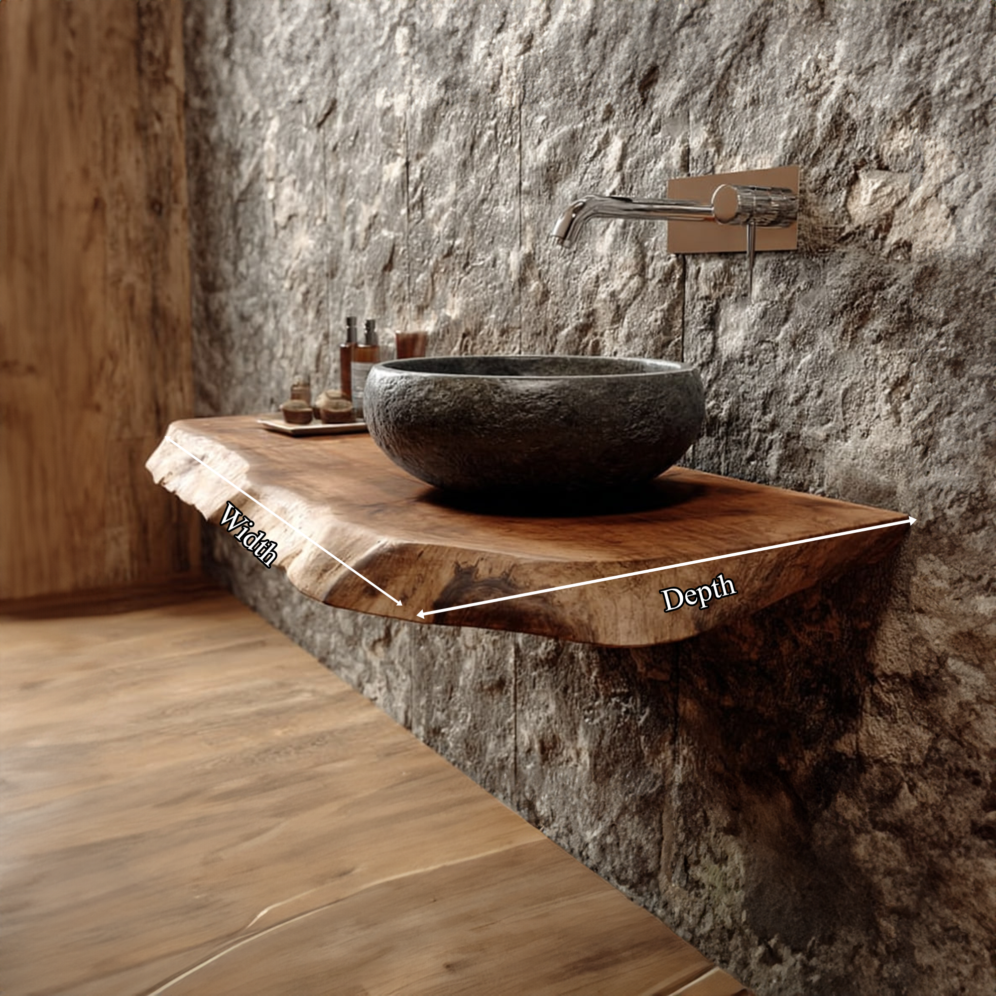 Rustic Shelf Natural Edge Vanity Powder Room