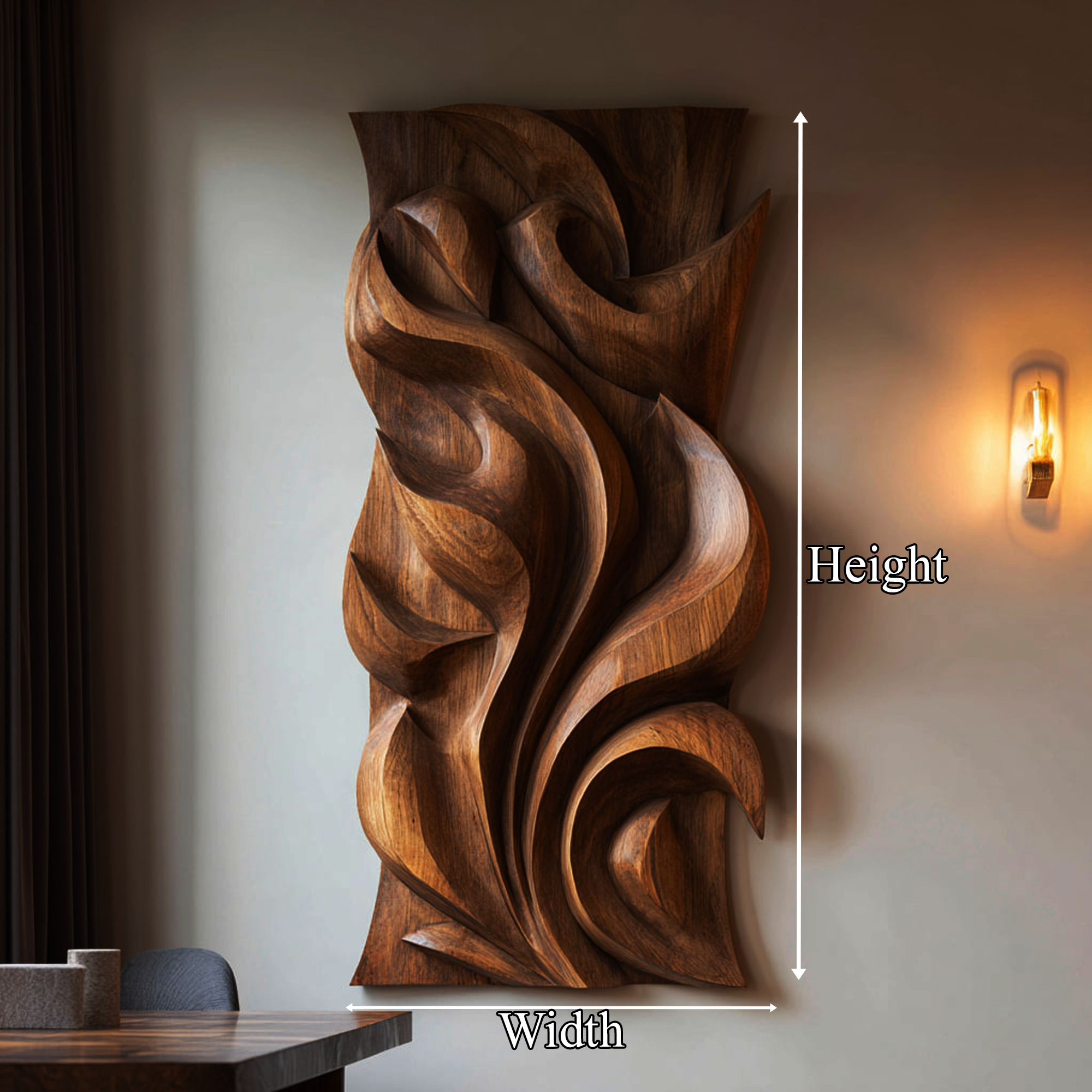 Abstract Carved Solid Wood Wall Art Sculptural Interior Decor