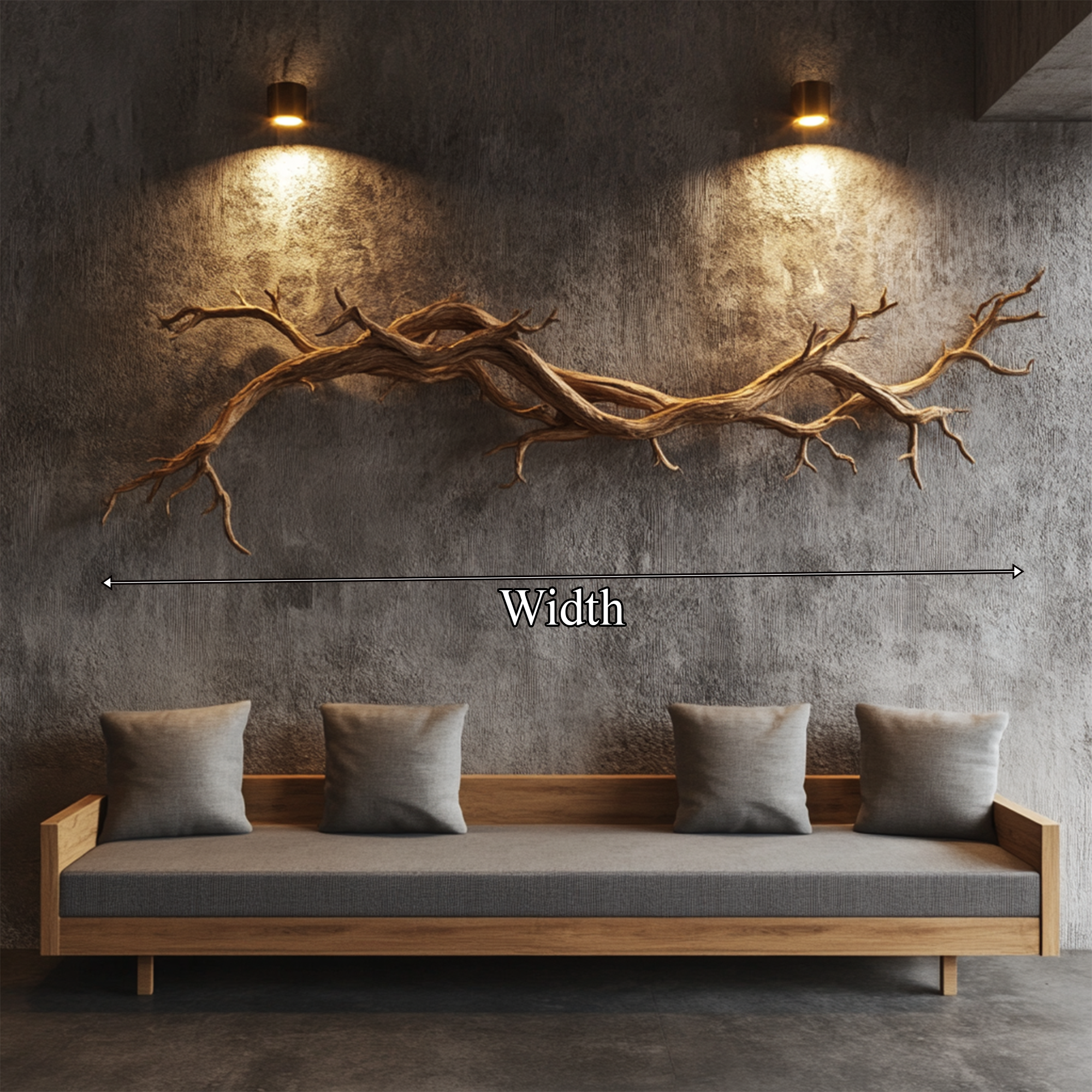 Flowing Branch Solid Wood Wall Sculpture Organic Modern Interior Decor