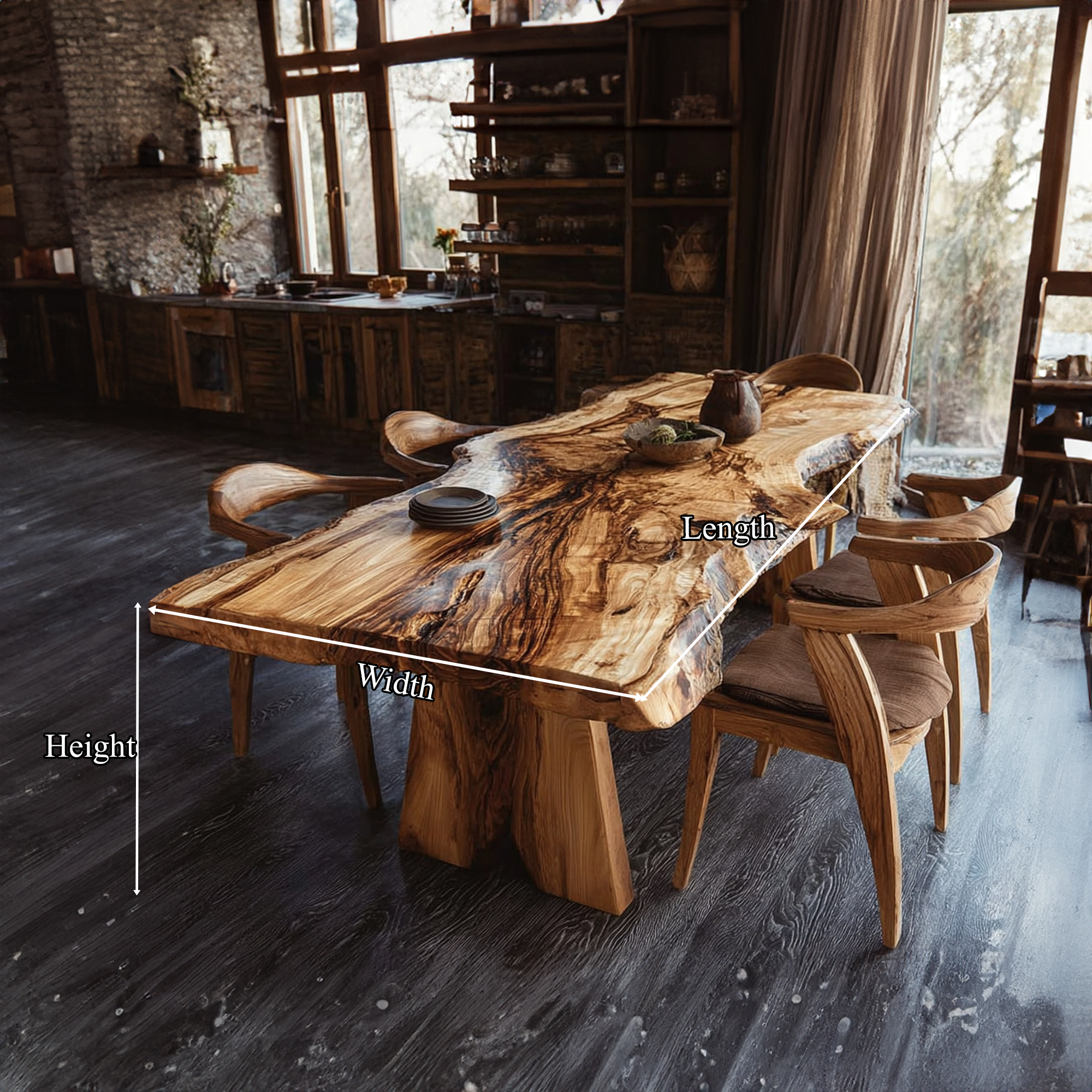 Mid Century Handcrafted Wood Dining Table Kitchen