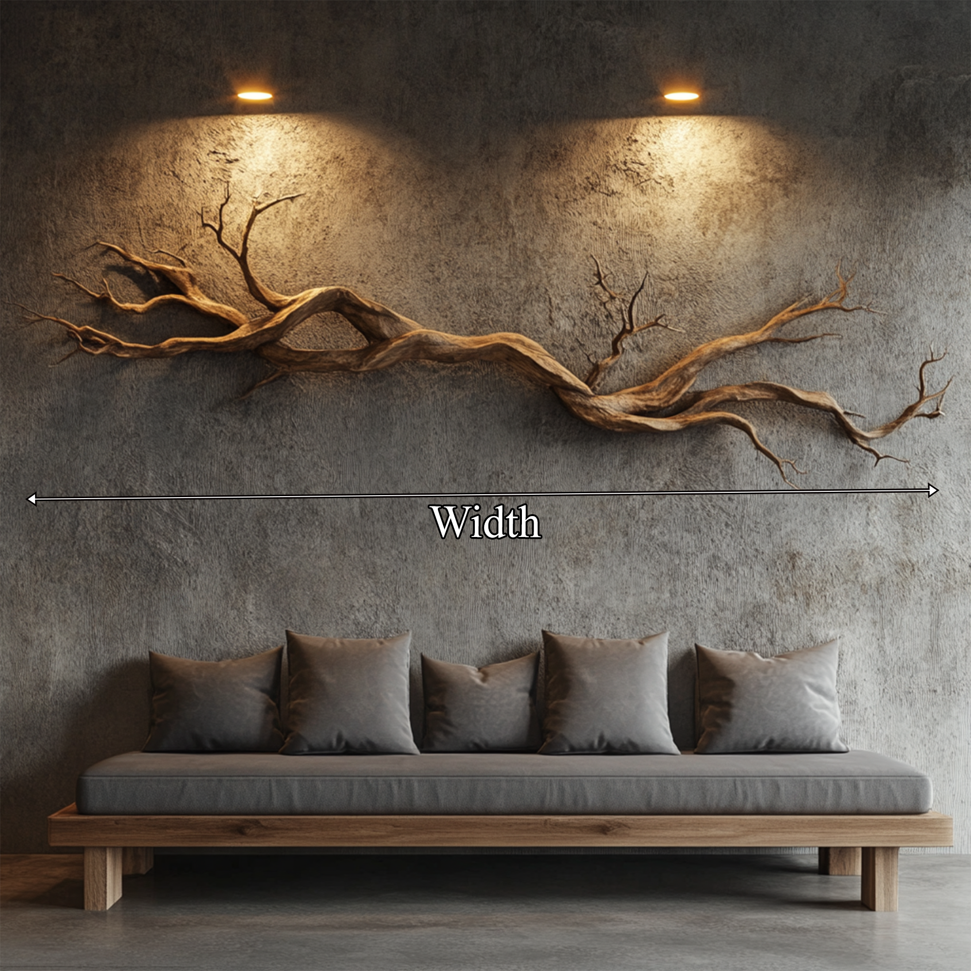 Natural Vine Carved Solid Wood Wall Sculpture Modern Decor