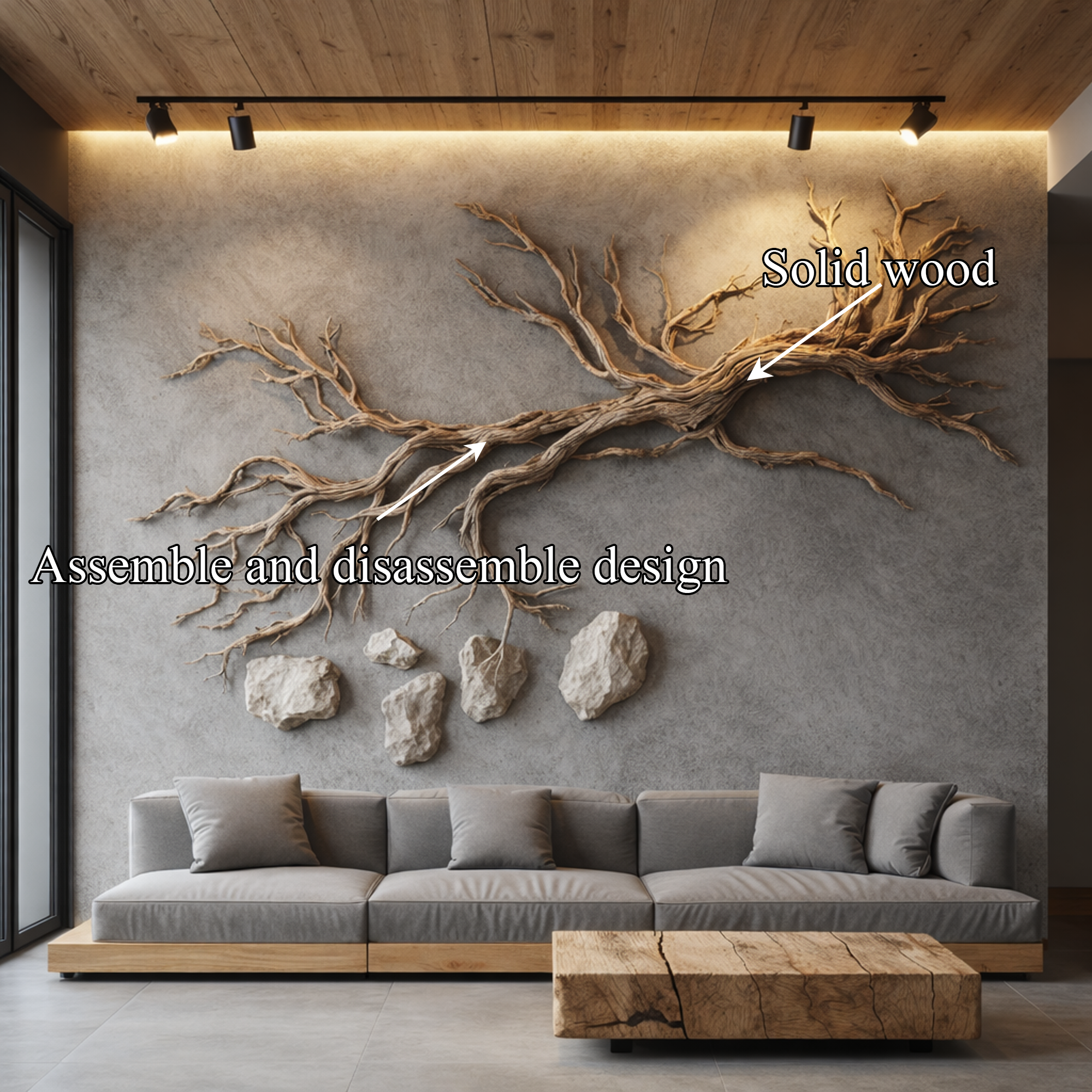 Organic Branch Solid Wood Wall Art Sculptural Interior Decor