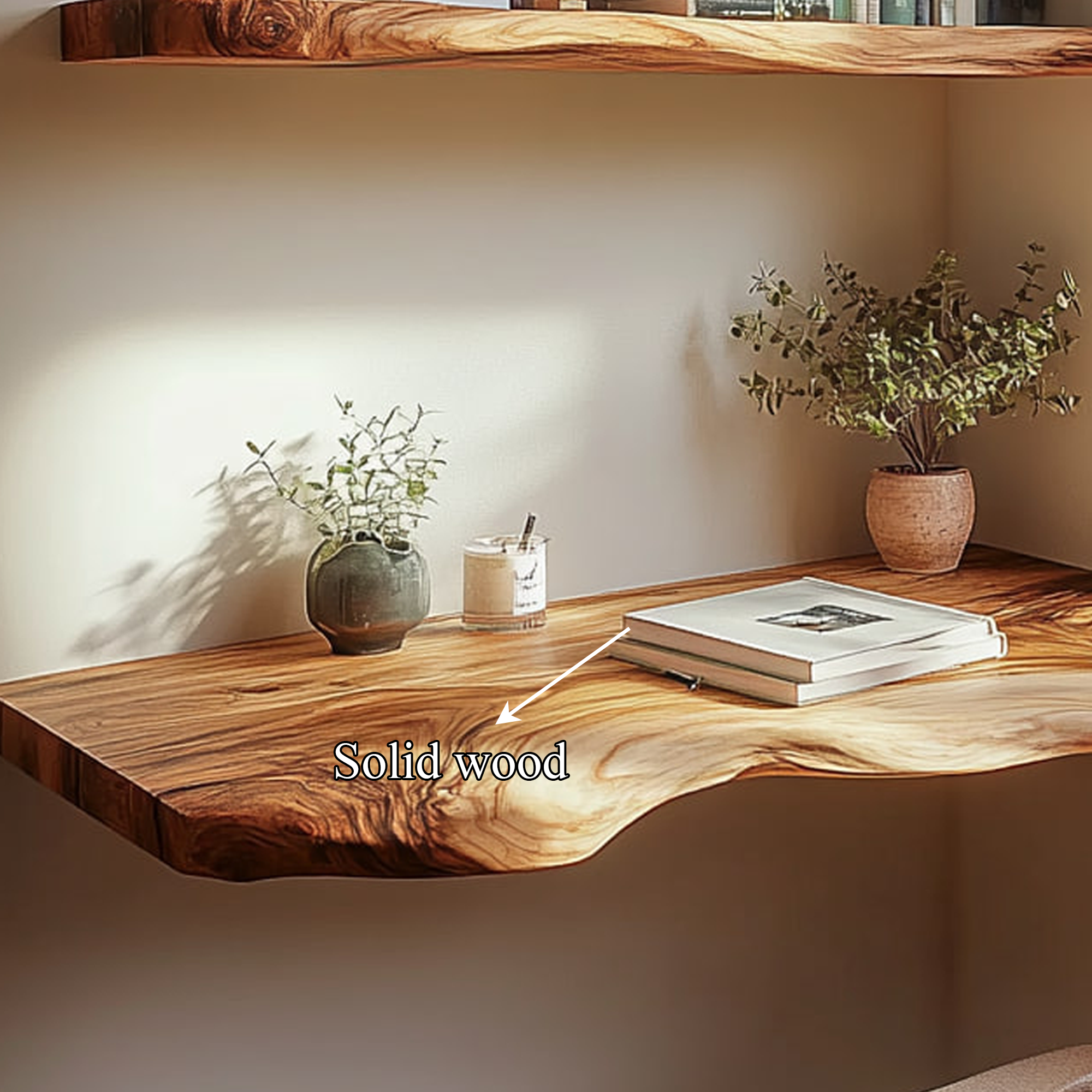 Mid Century Floating Study Shelf Living Room