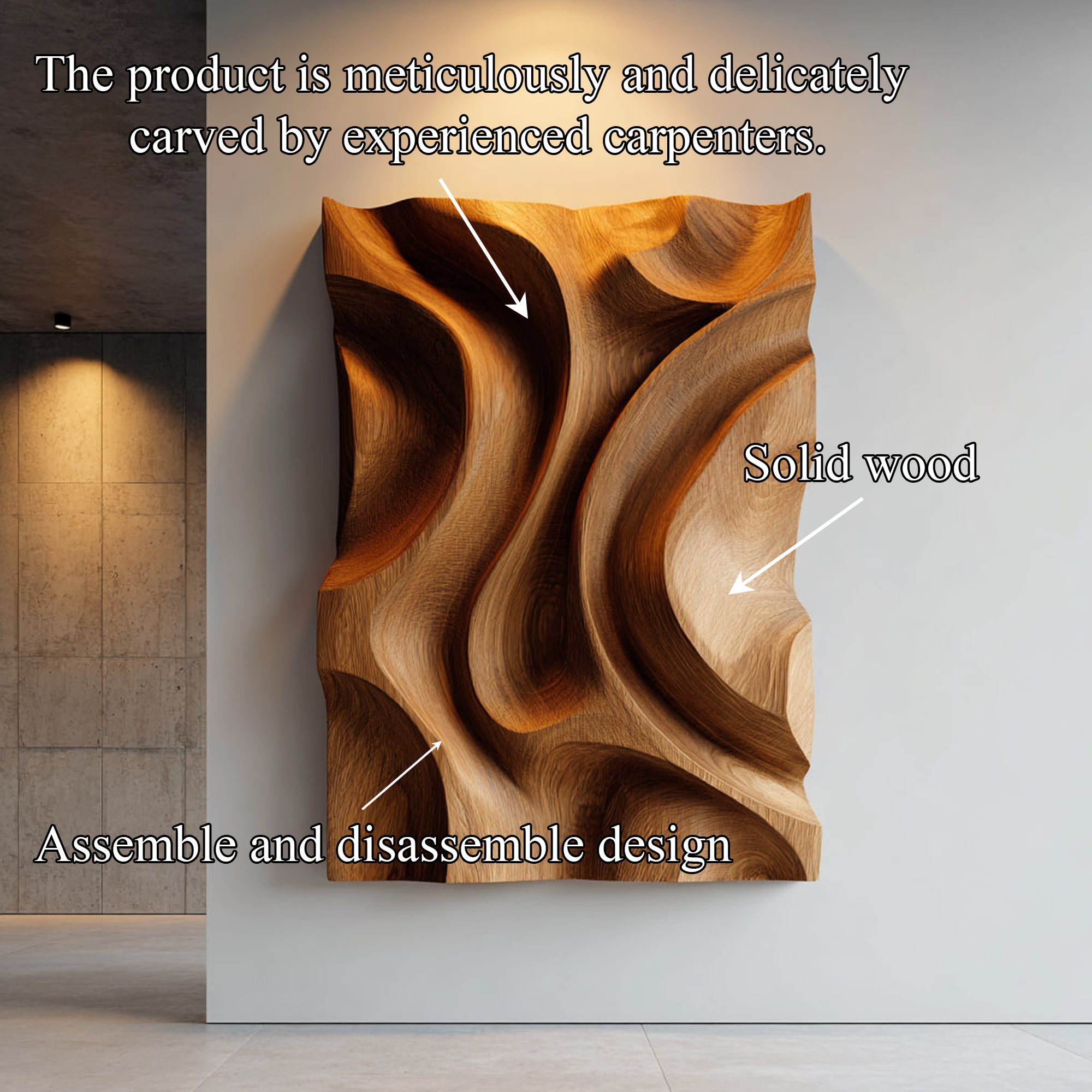 Organic Flow Carved Wood Wall Art Modern Sculptural Decor