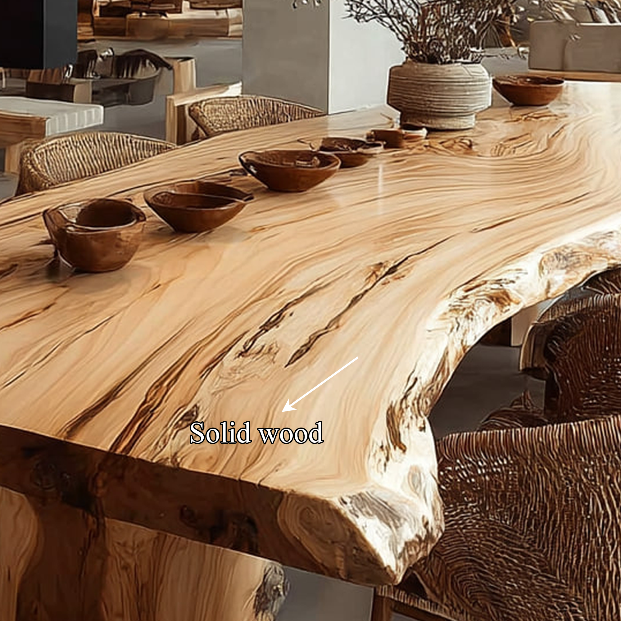 Rustic Live Edge Dining Table Open Kitchen