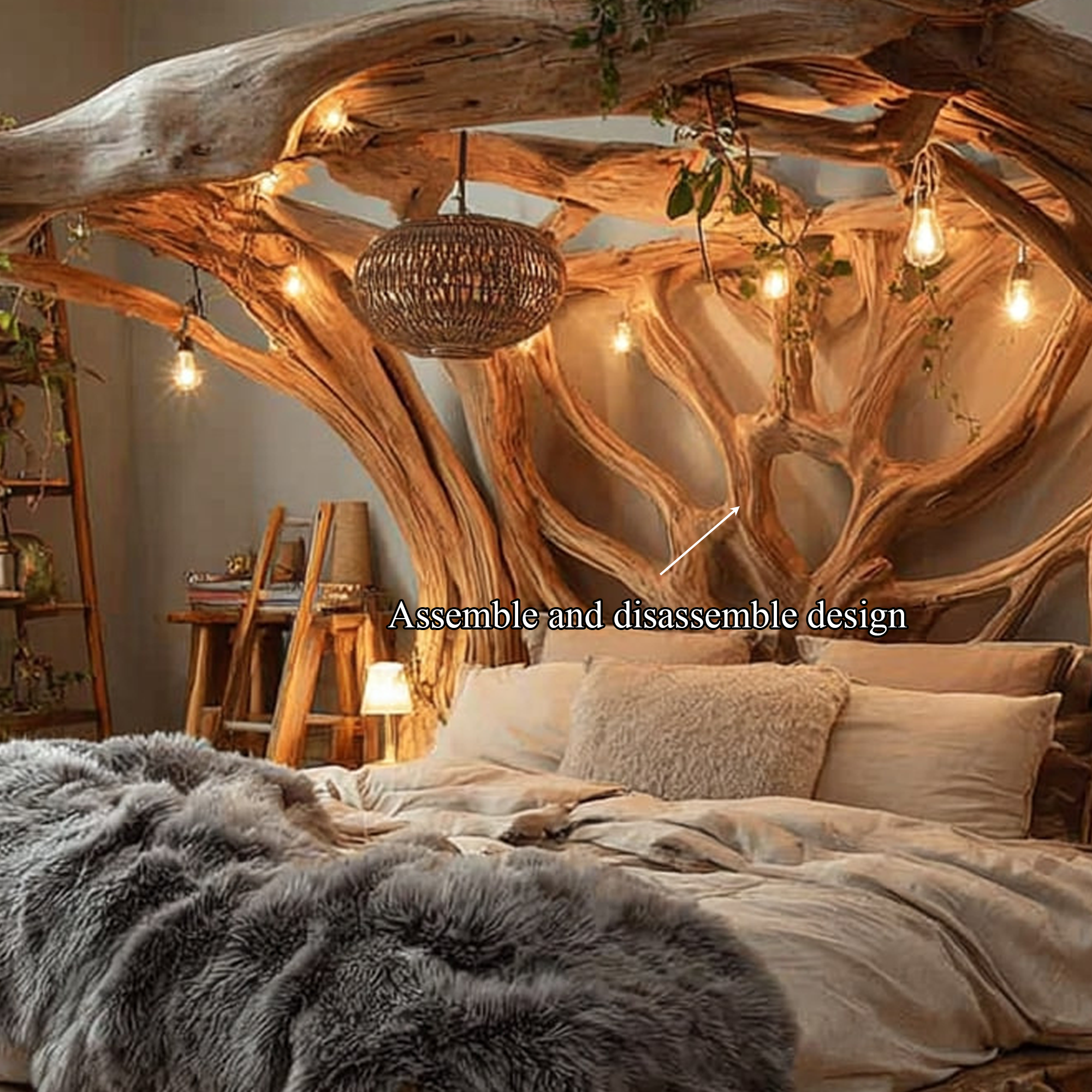 Rustic Tree Bed Modern Bedroom