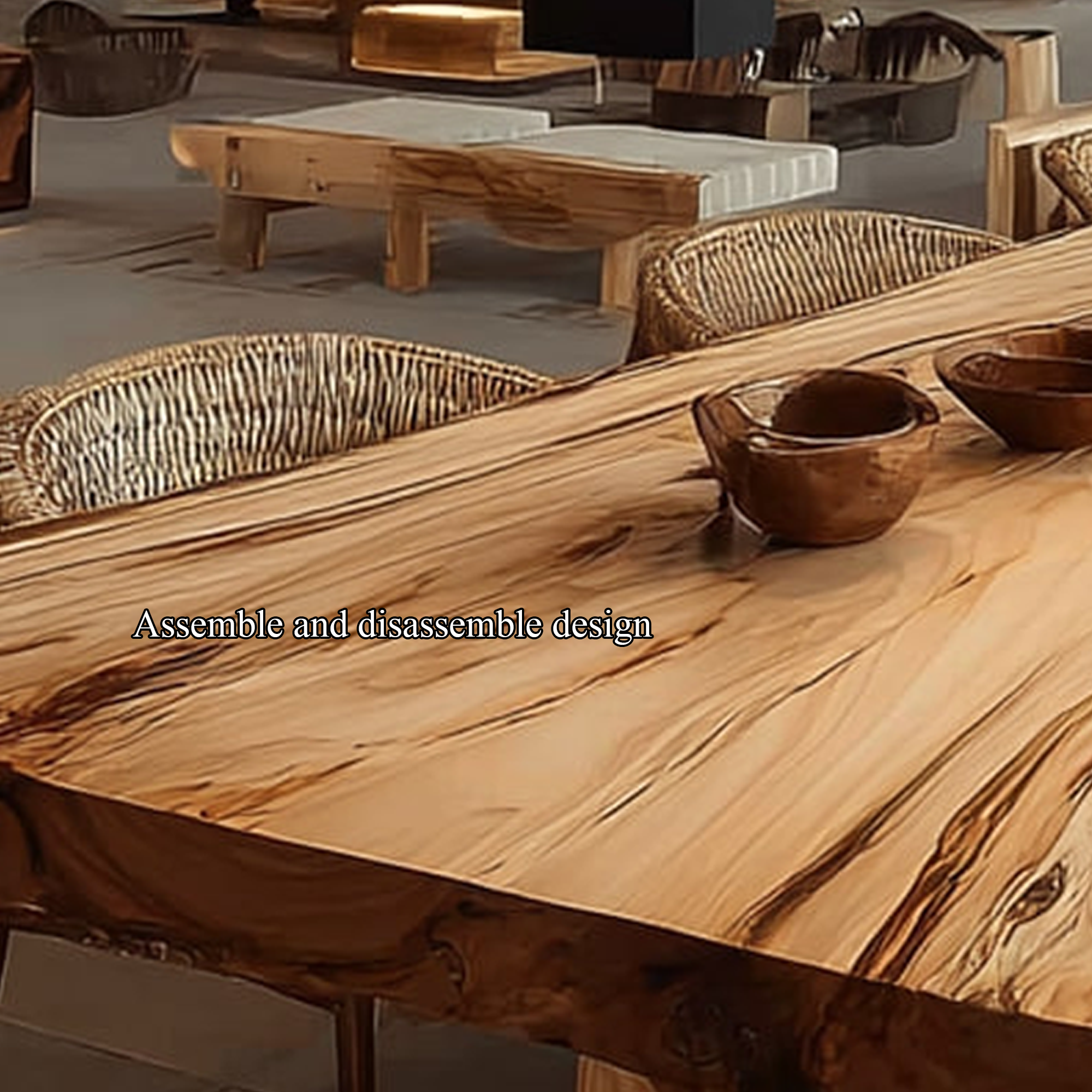 Rustic Live Edge Dining Table Open Kitchen