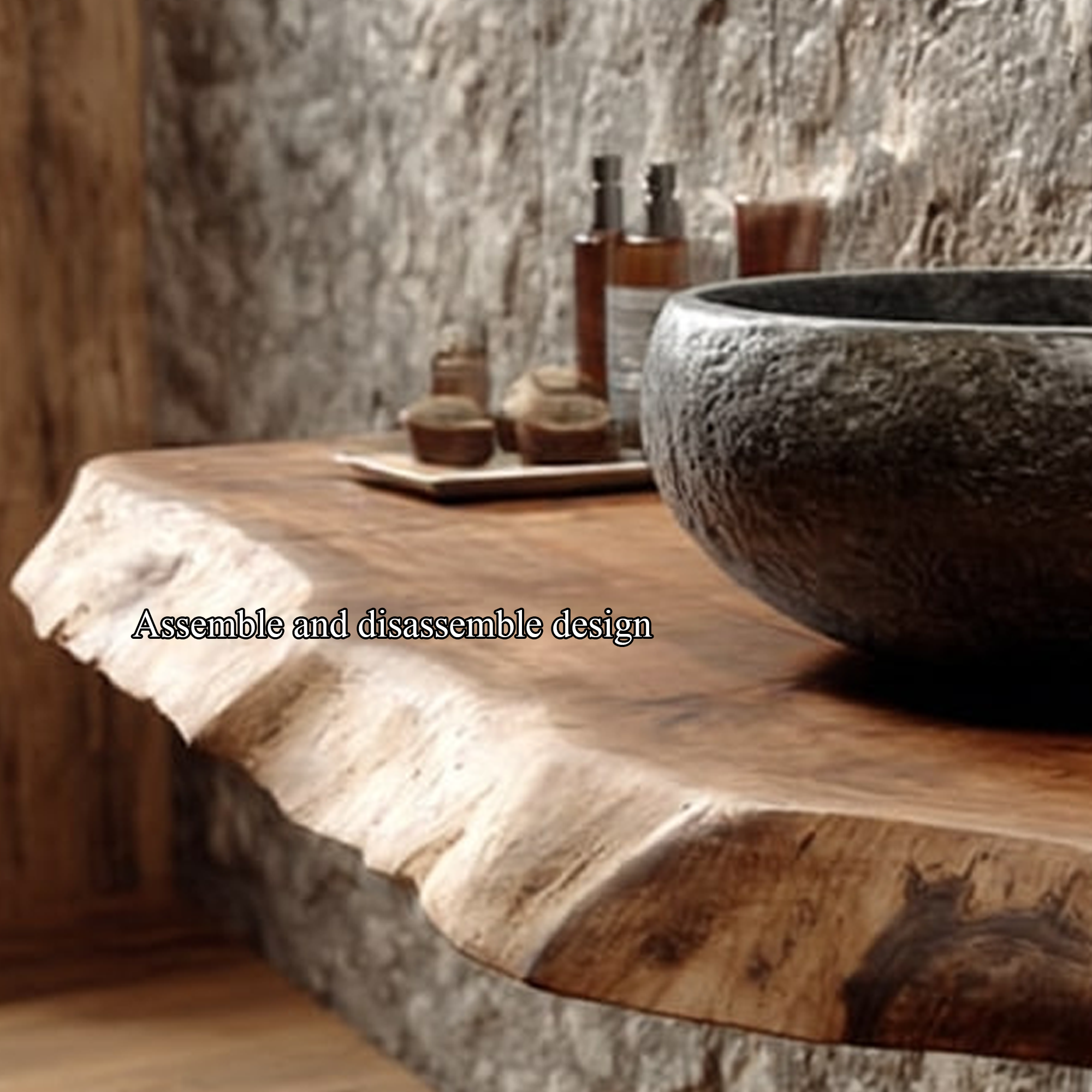 Rustic Shelf Natural Edge Vanity Powder Room
