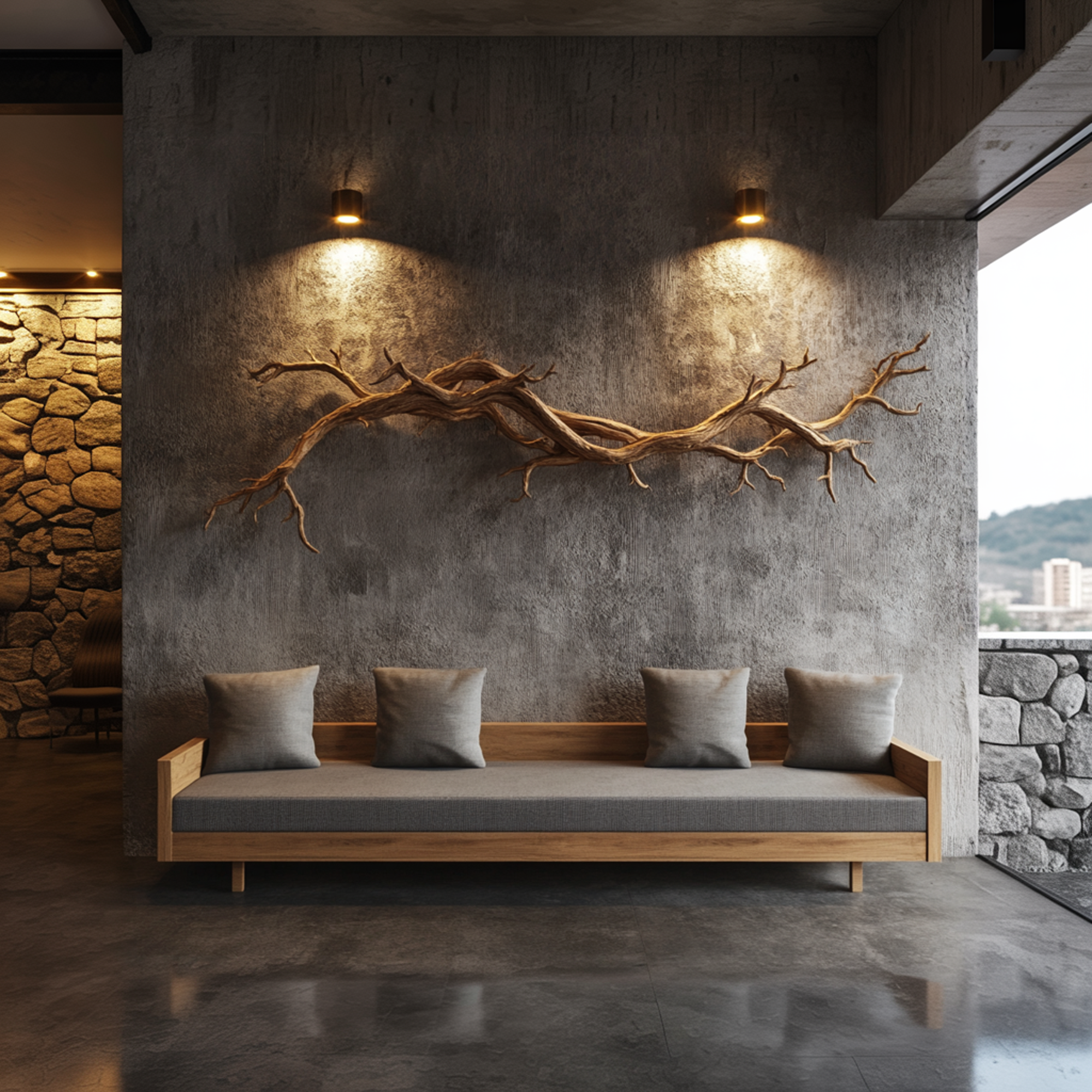Flowing Branch Solid Wood Wall Sculpture Organic Modern Interior Decor