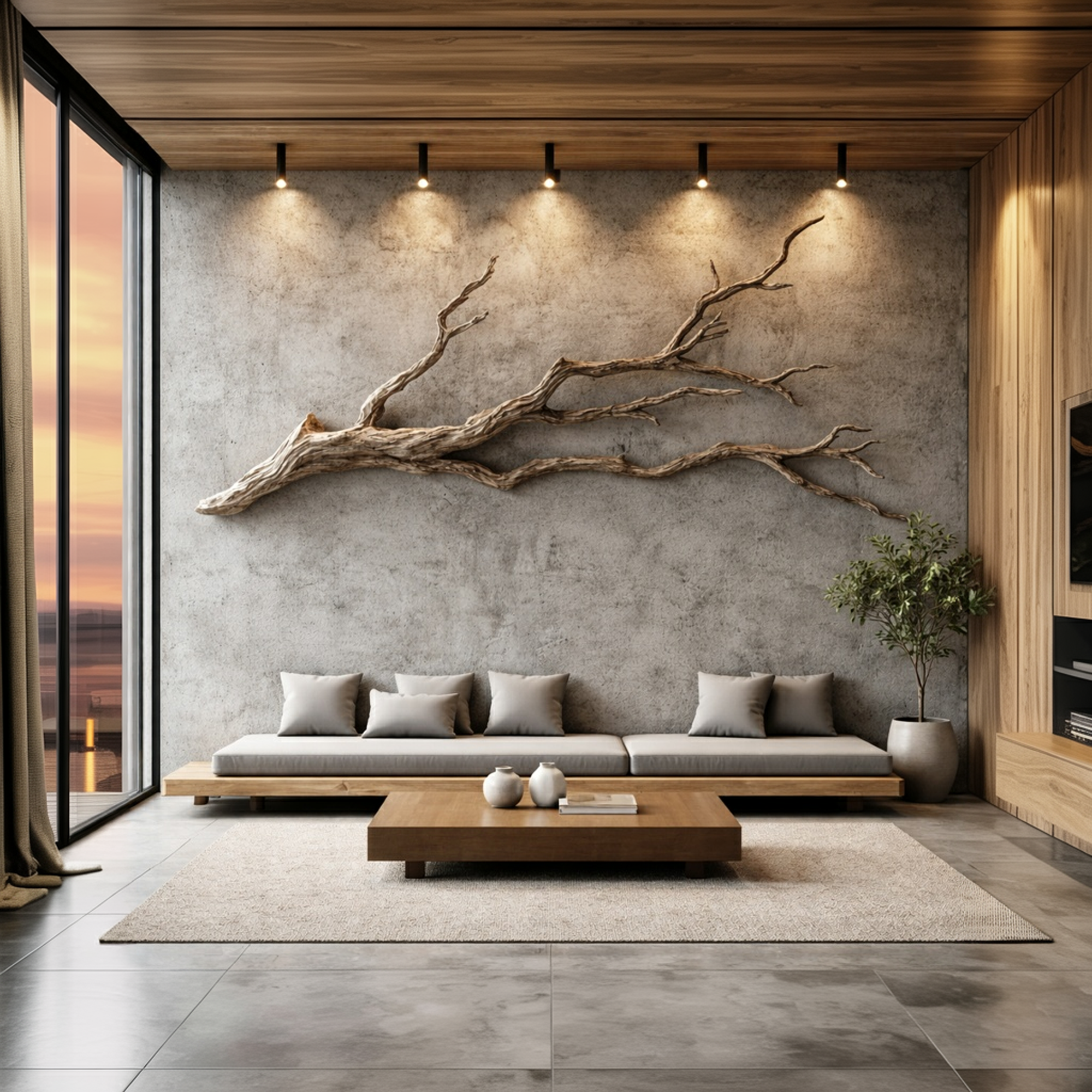 Flowing Organic Wood Branch Wall Sculpture Contemporary Decor