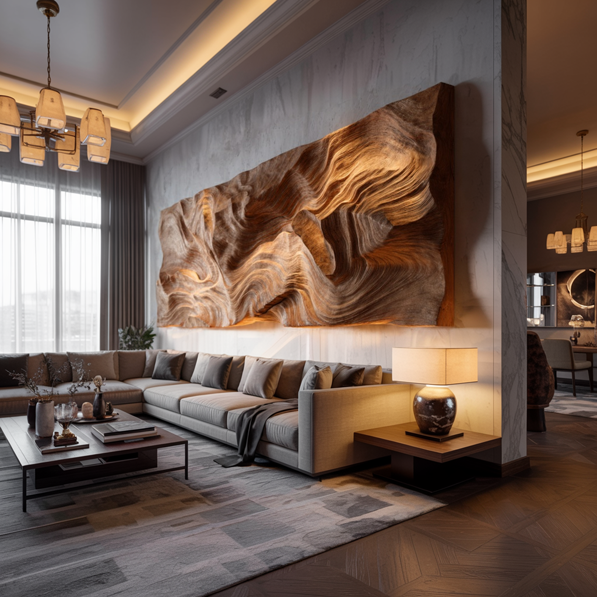 Organic Modern Carved Wooden Headboard Bedroom Decor
