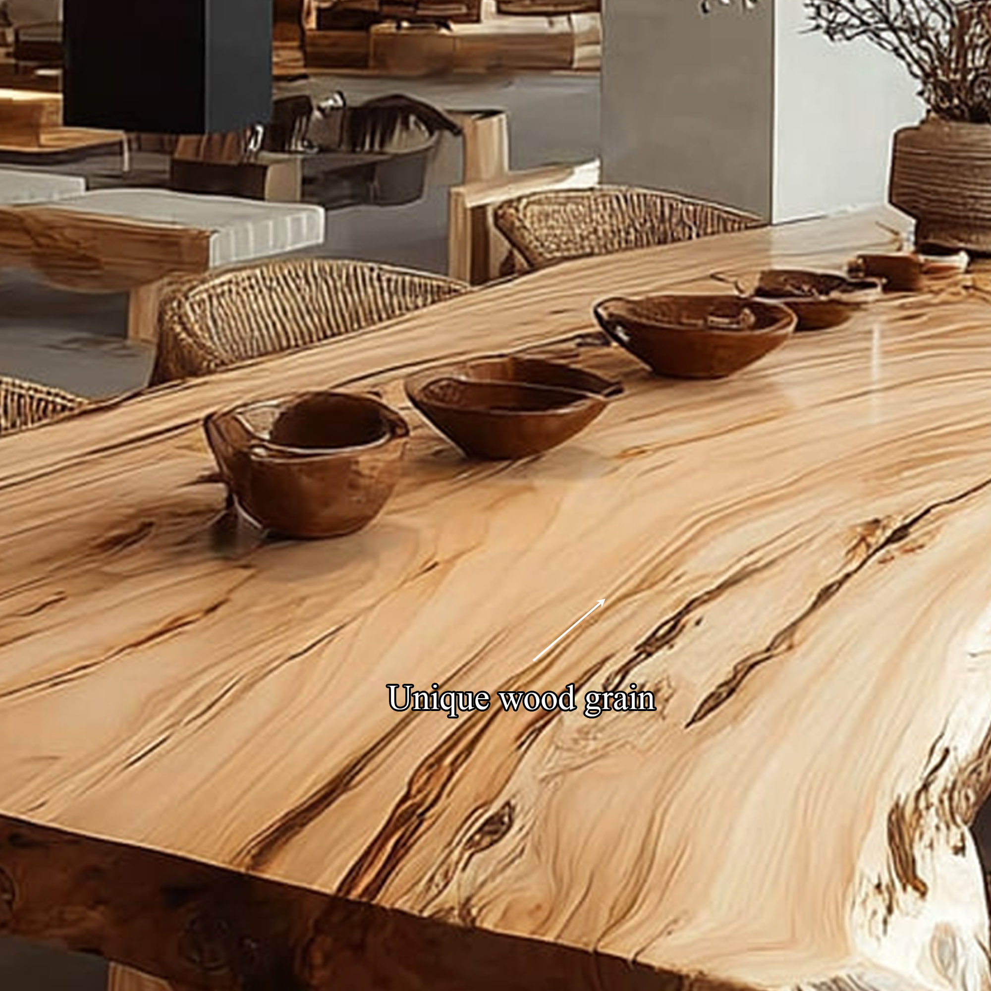 Rustic Live Edge Dining Table Open Kitchen