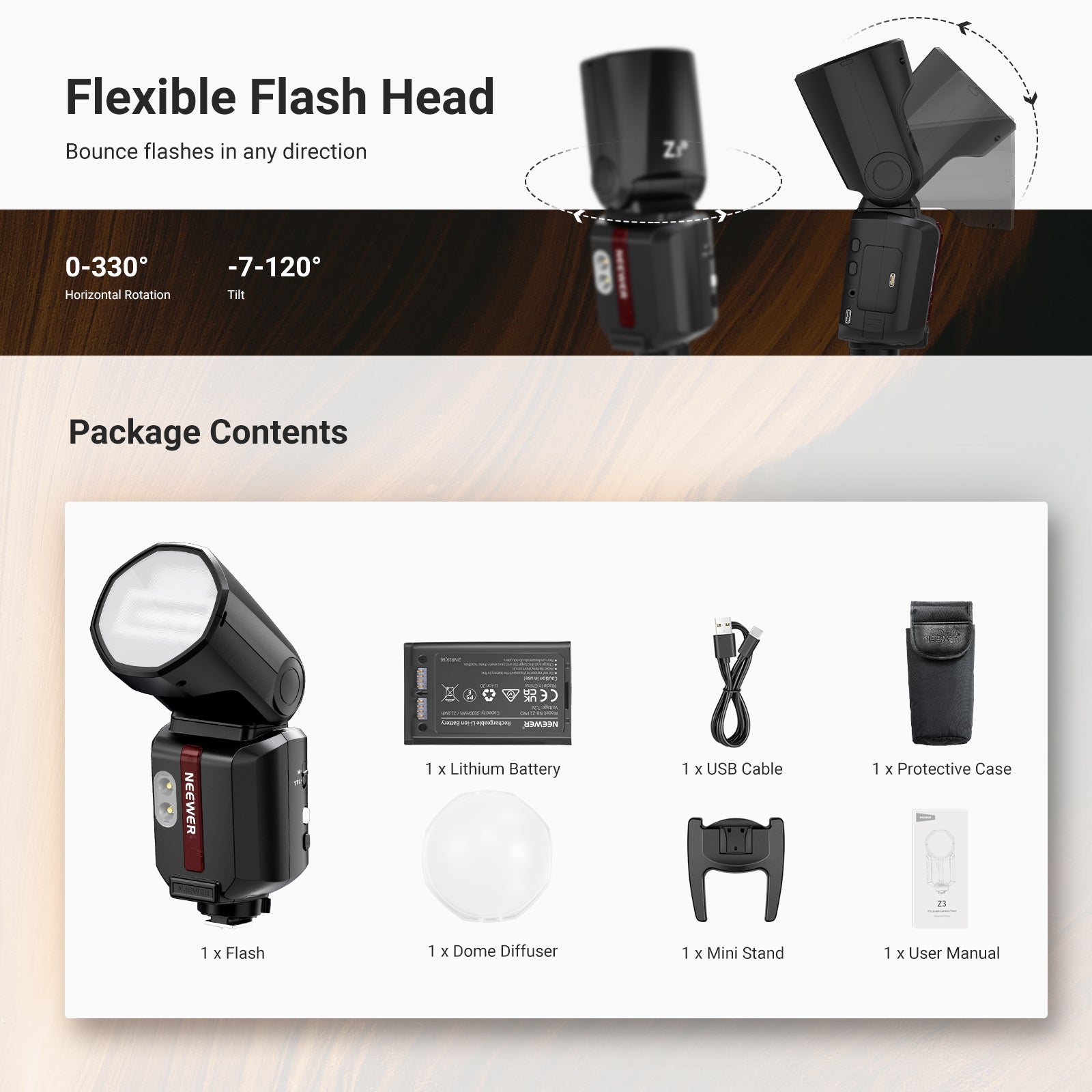 NEEWER Z3 100Ws 2.4G TTL Flash Speedlite