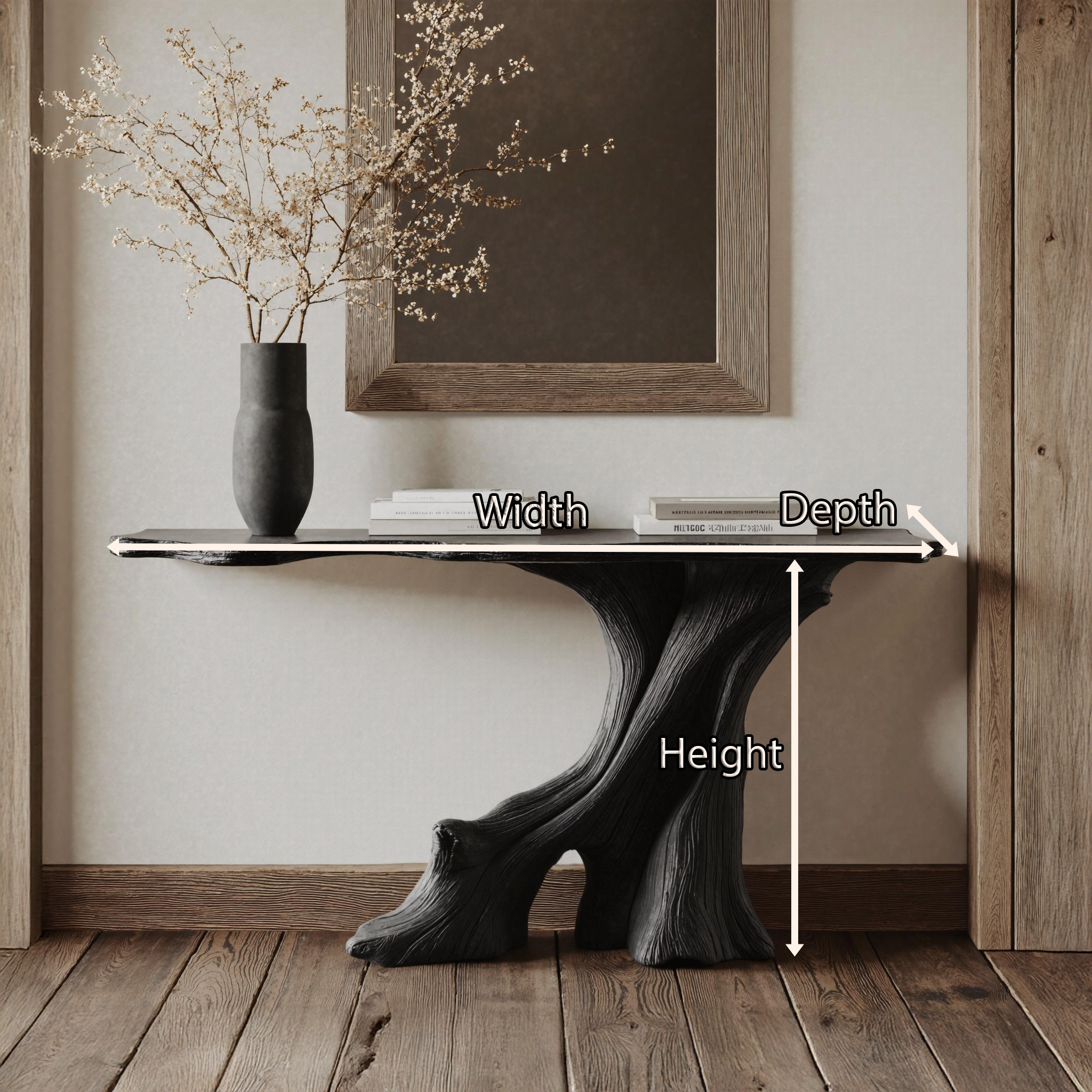 Modern Black Wood Console Table For Living Room Decor