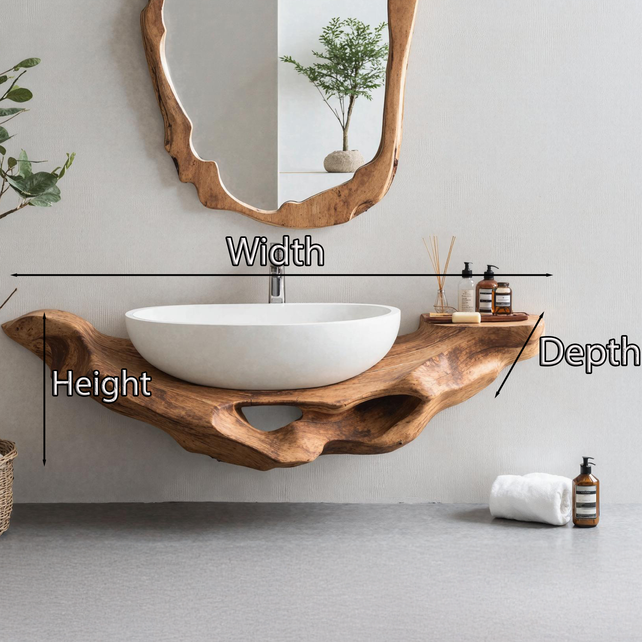Mid Century Live Edge Floating Vanity Small Bathroom Style