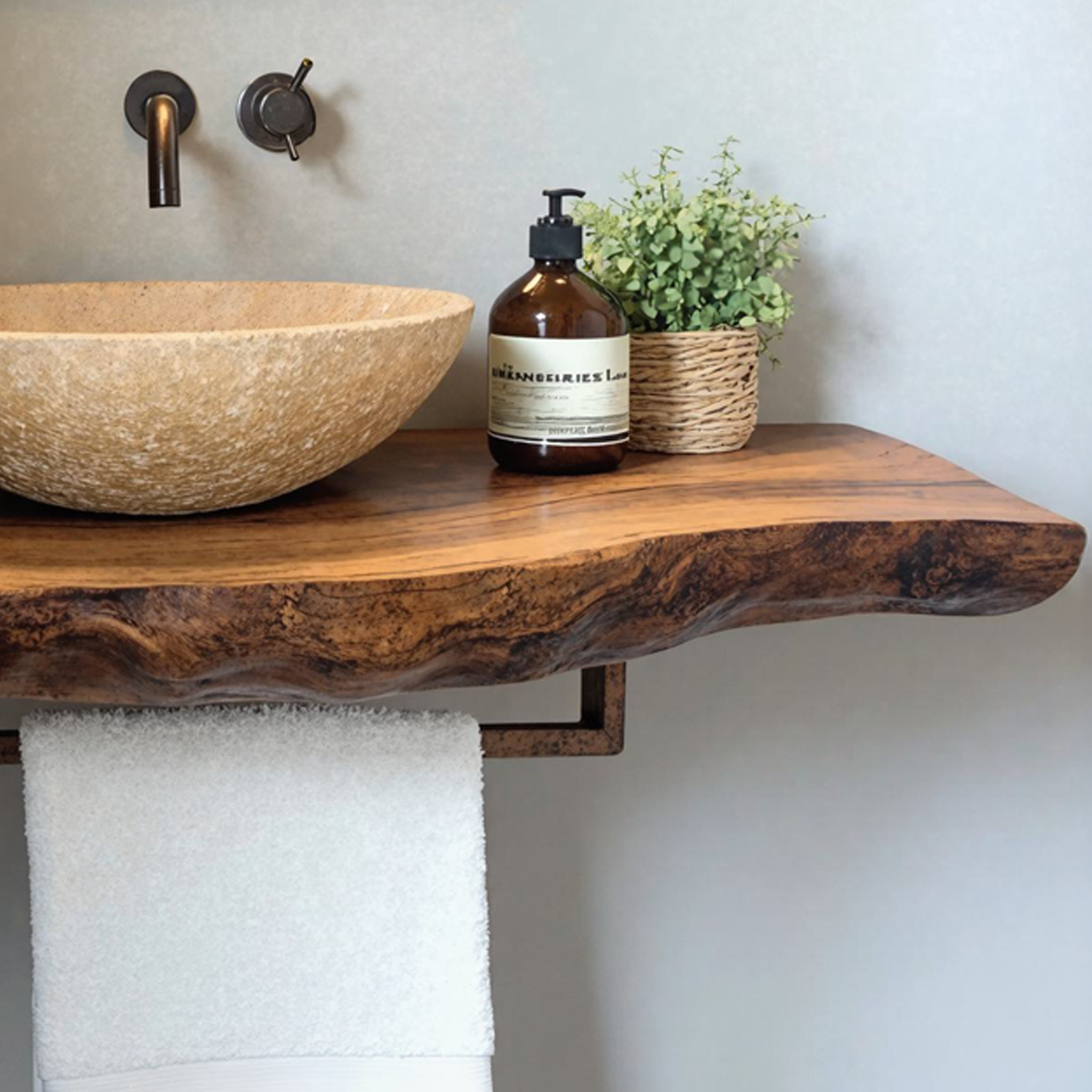Handcrafted Floating Bathroom Vanity Shelf Rustic