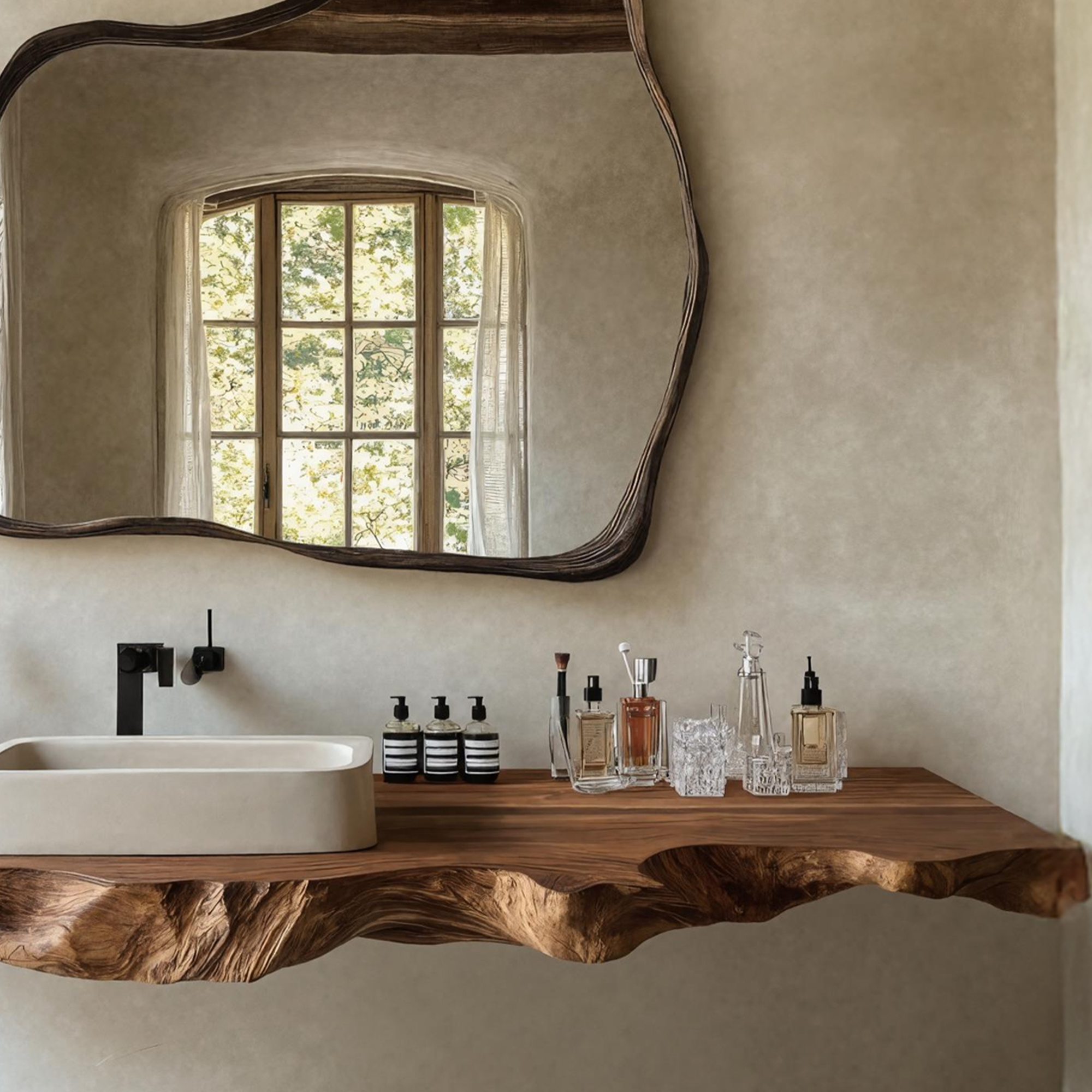 Mid Century Vanity In Solid Wood For Bathroom Decor
