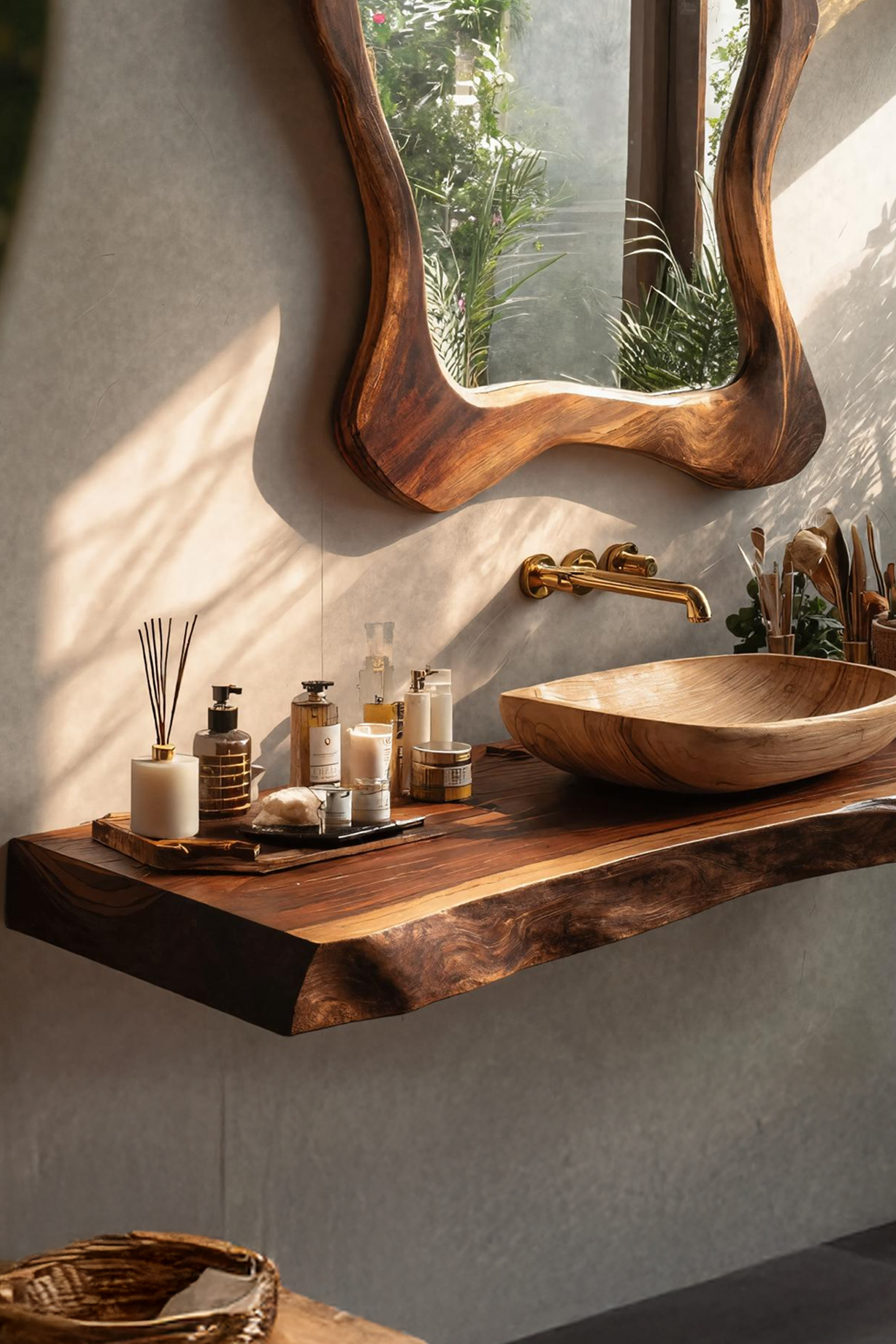 Mid Century Bathroom Vanity With Modern Wood Finish