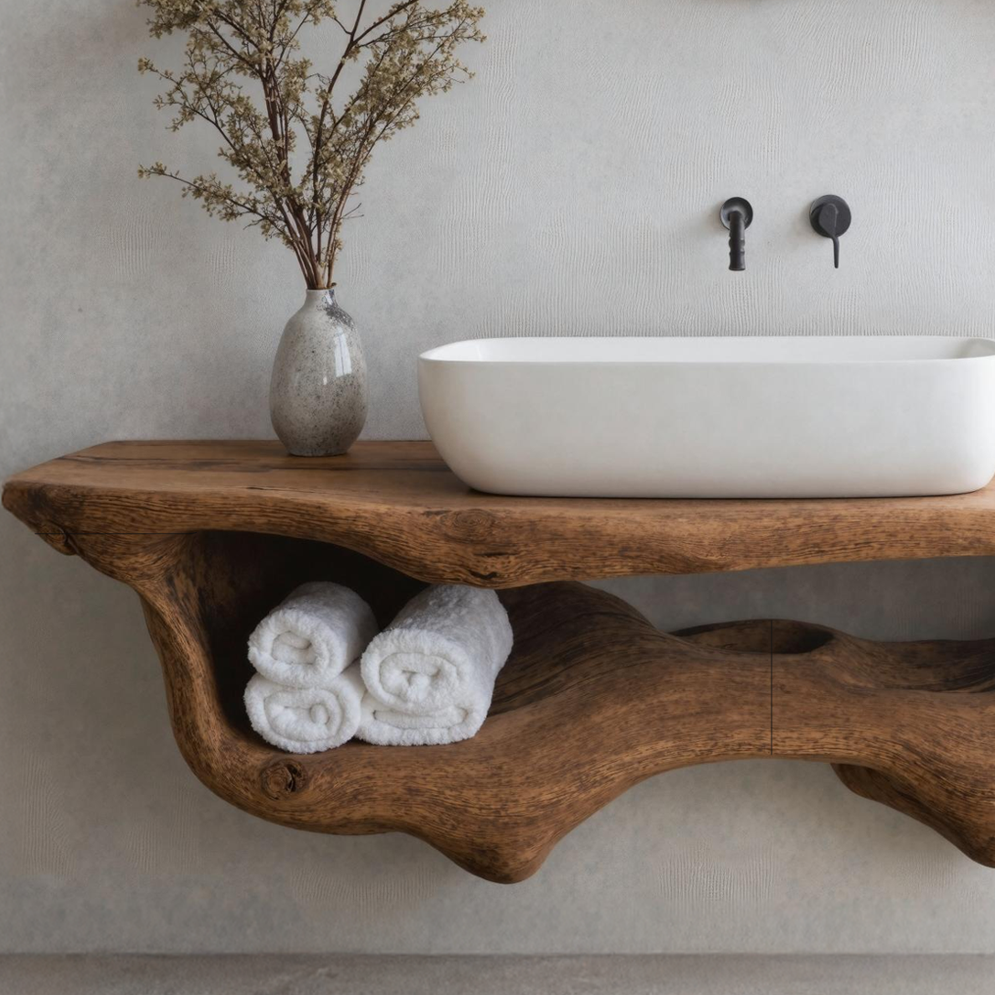 Mid Century Live Edge Floating Vanity Best Bathroom Decor
