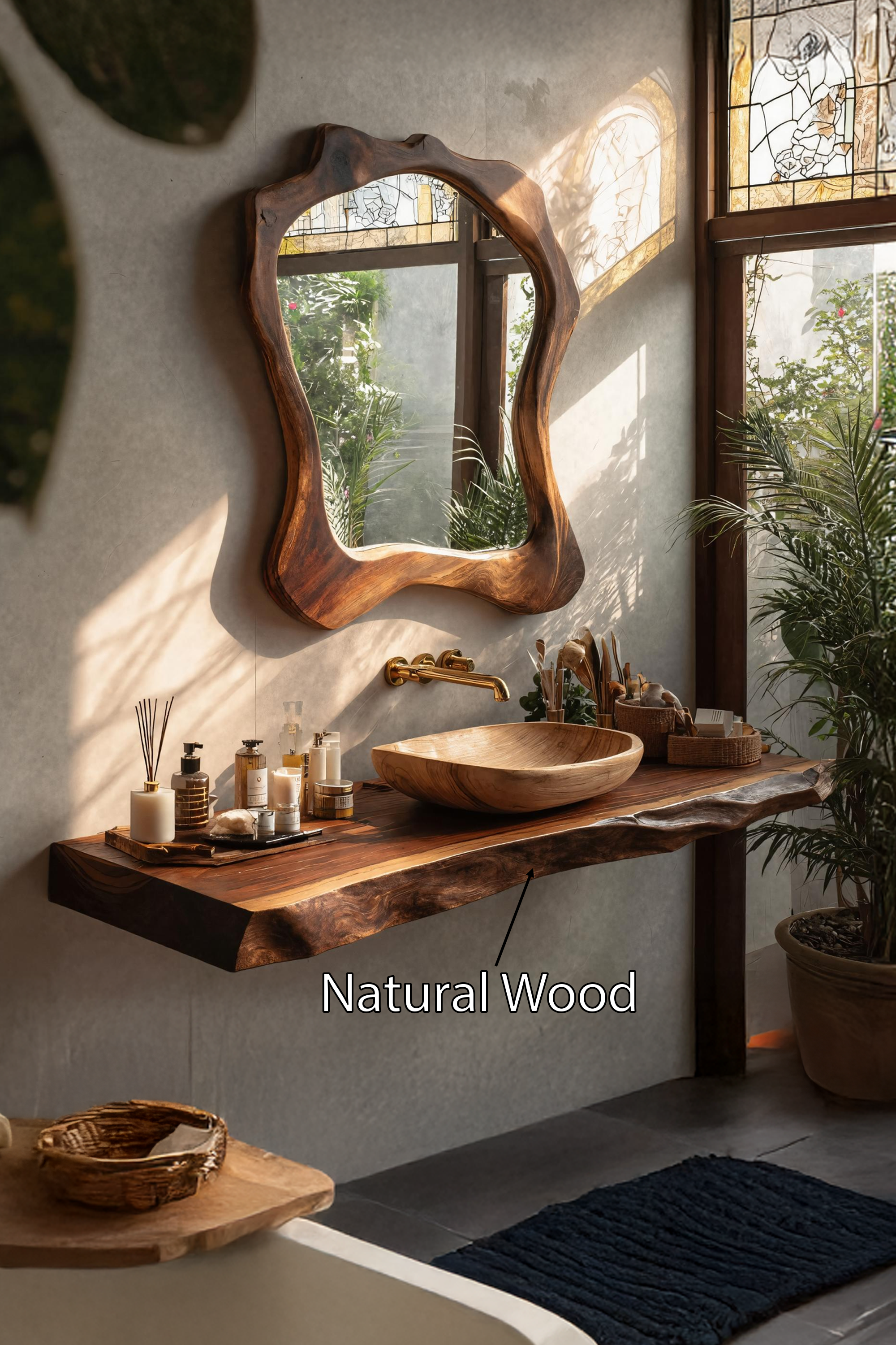 Mid Century Bathroom Vanity With Modern Wood Finish