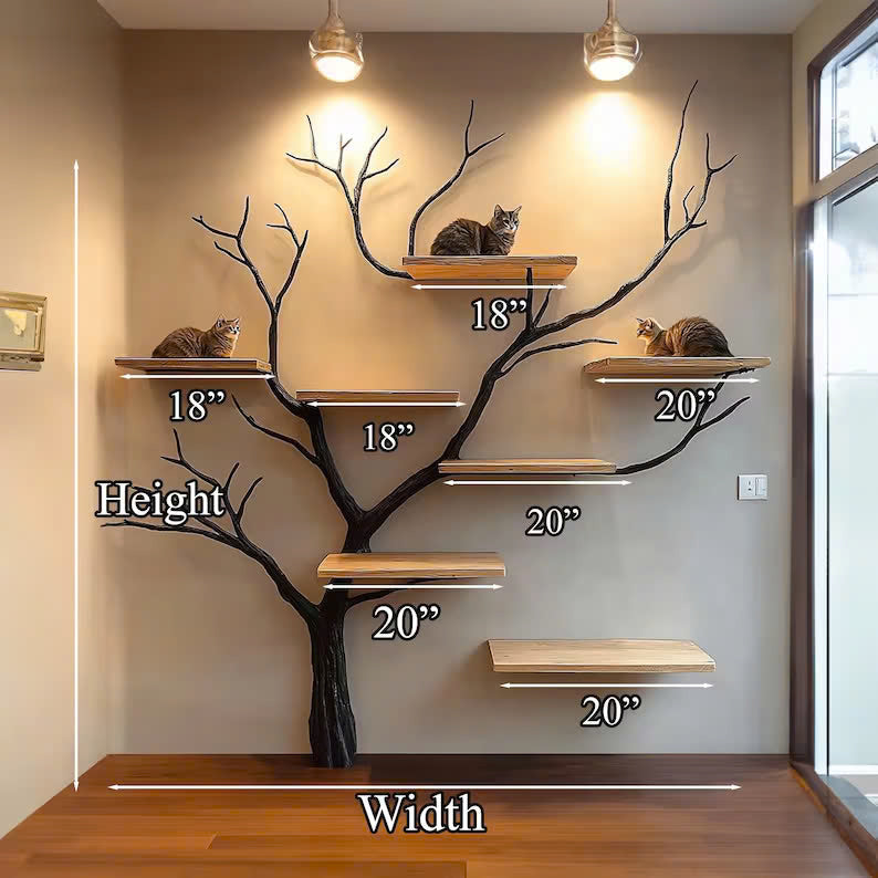 Natural Solid Wood Cat Tree Cat House Gift Cat