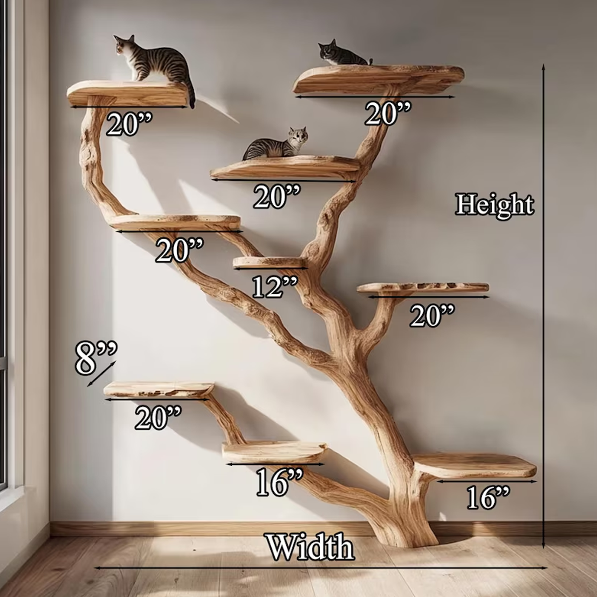 Natural Solid Wood Cat Tree Stylish Cat Furniture