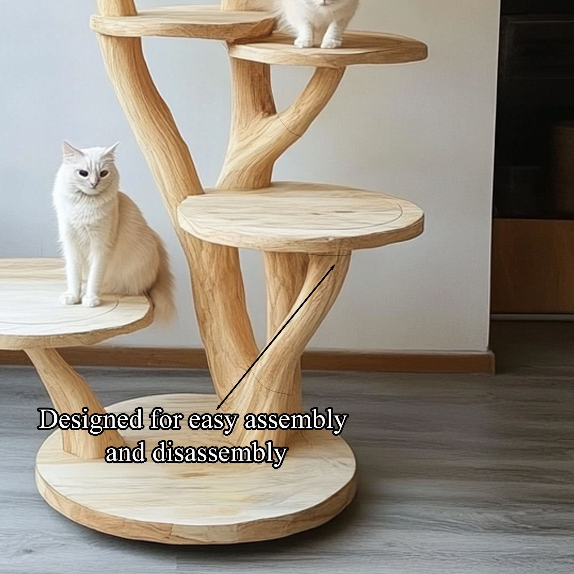 Rustic Natural Solid Wood Cat Tree Wooden Ornament Stand Naturally Gift Cat