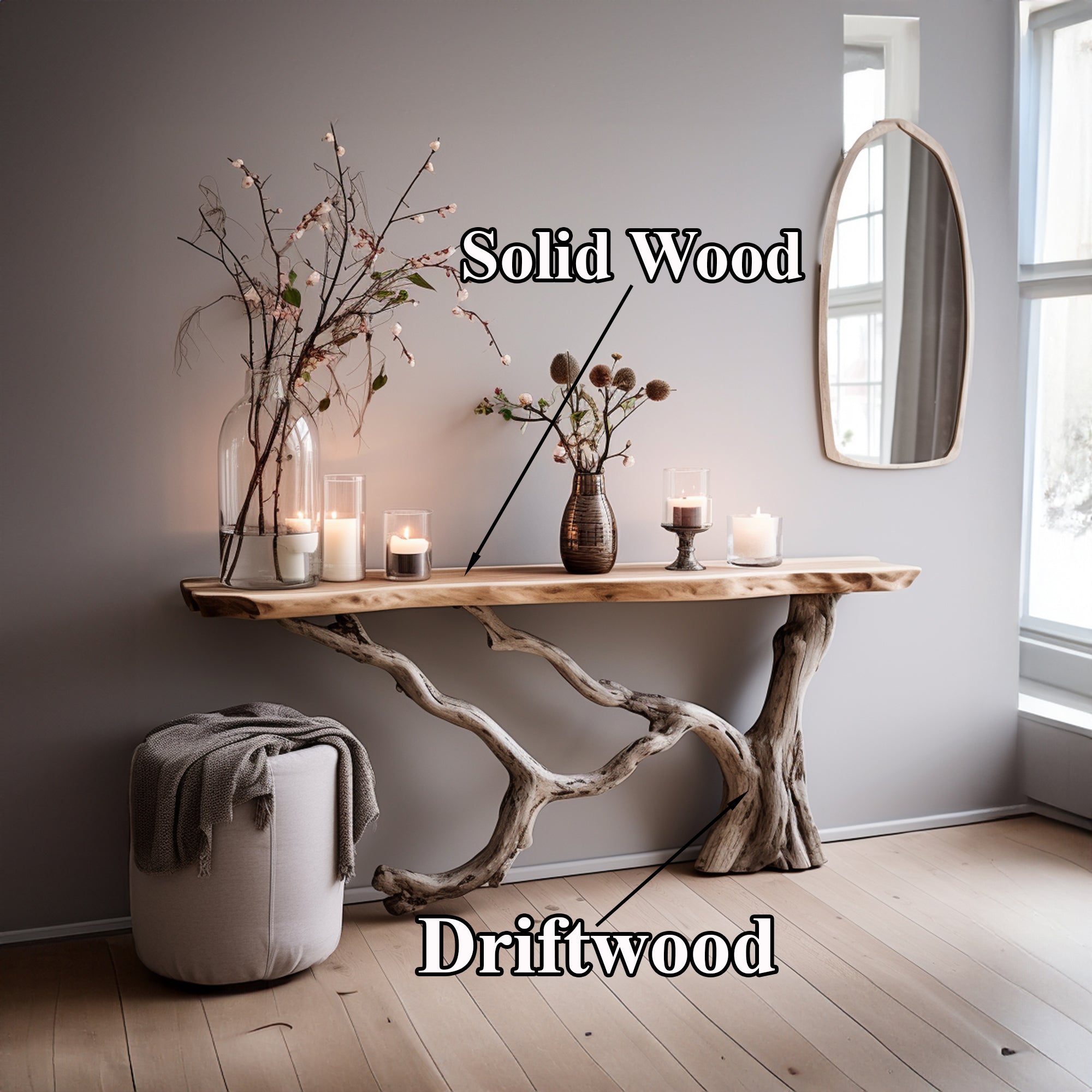 Floating Live Edge Side Table Handcrafted For Natural Spaces