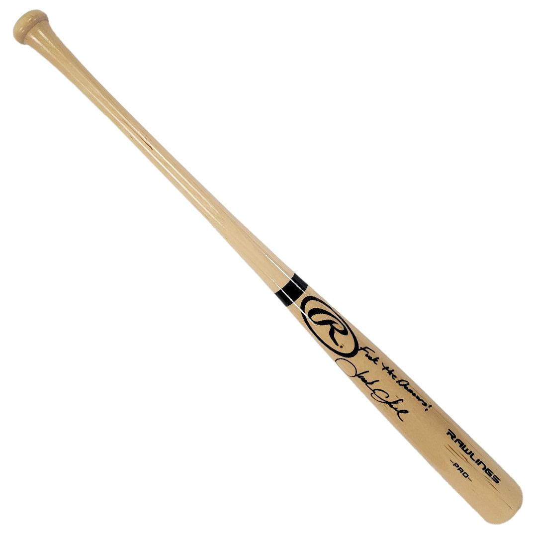 Jack Clark Signed F*** the Dodgers Inscription Rawlings Blonde Baseball Bat (JSA)