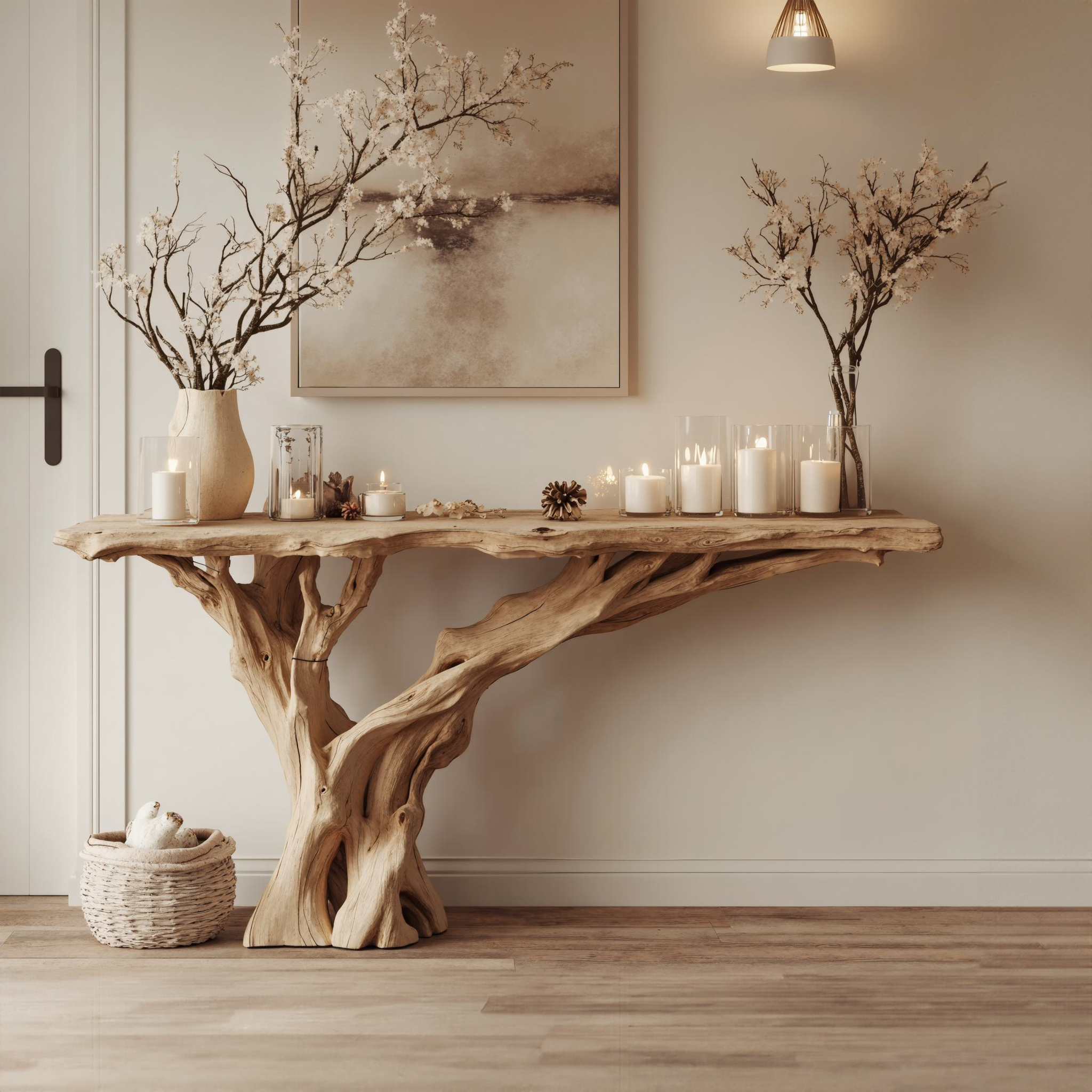 Narrow Floating Live Edge Console Table Home Decor
