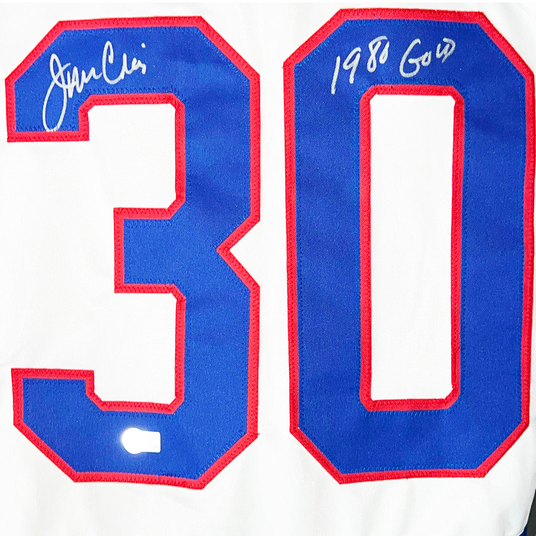 Jim Craig Signed 1980 Gold Inscription Team White Hockey Jersey (PSA)
