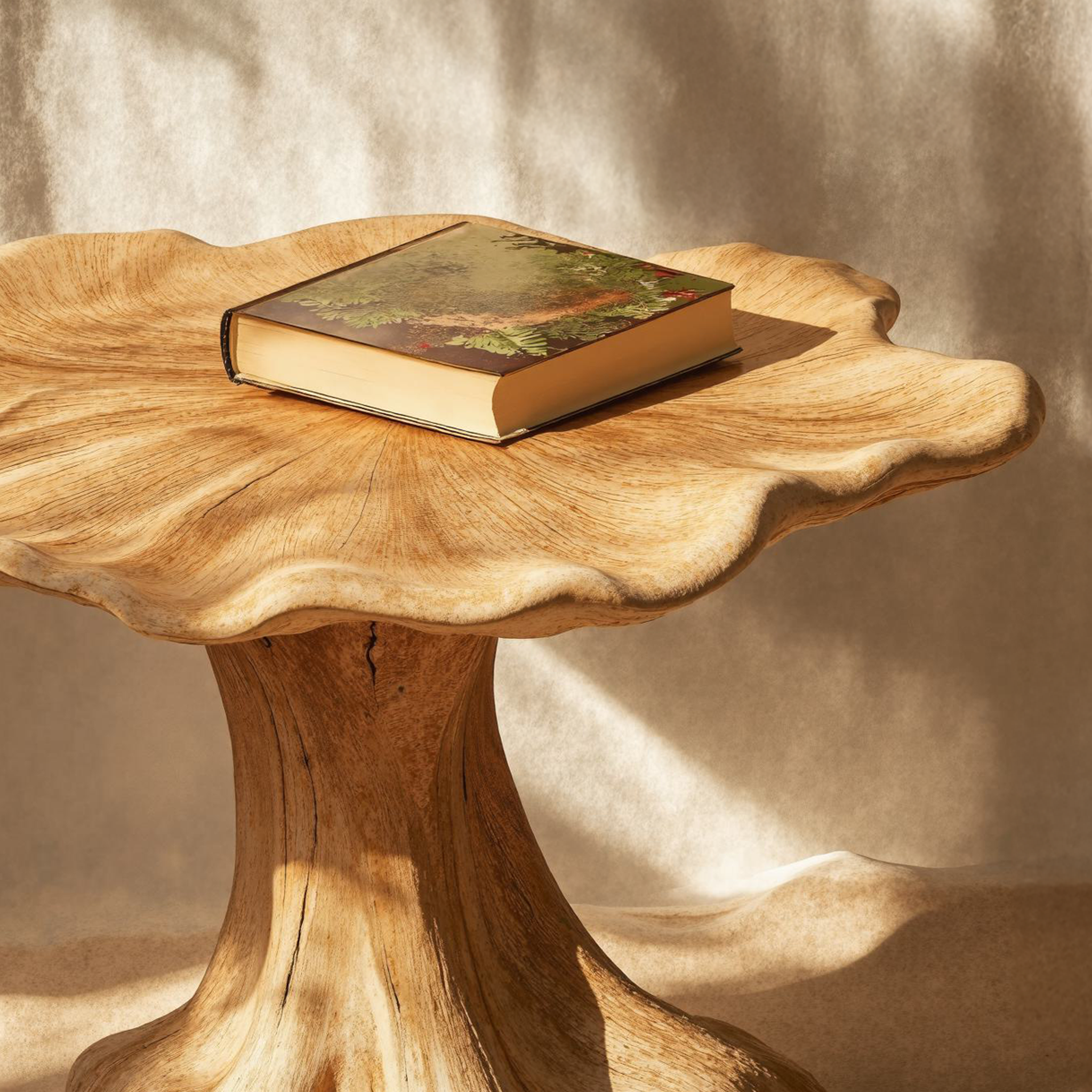 Minimalist Wood Mushroom End Table For Bedroom Clean Lines