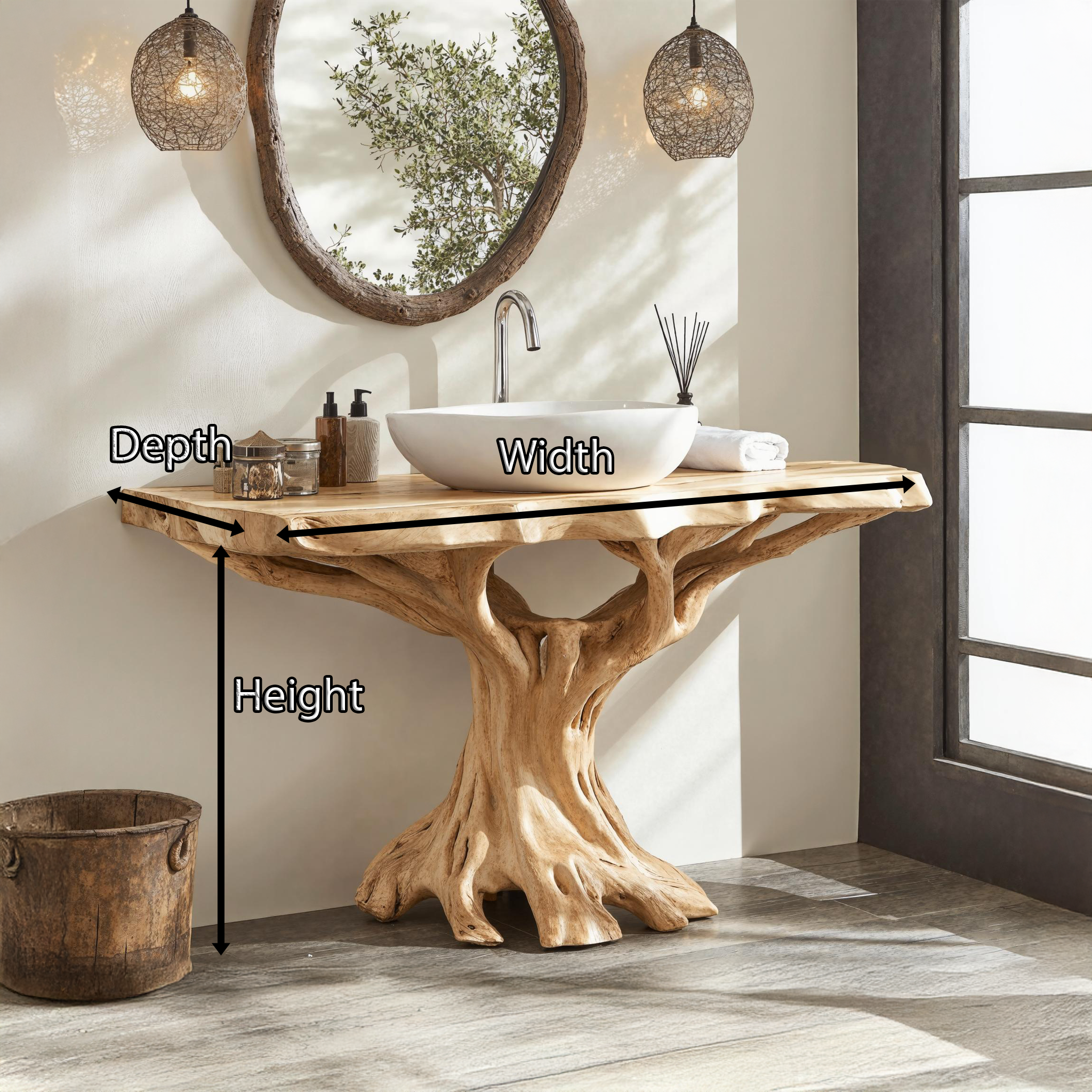 Live Edge Natural Wood Bathroom Vanity For Serene Spaces
