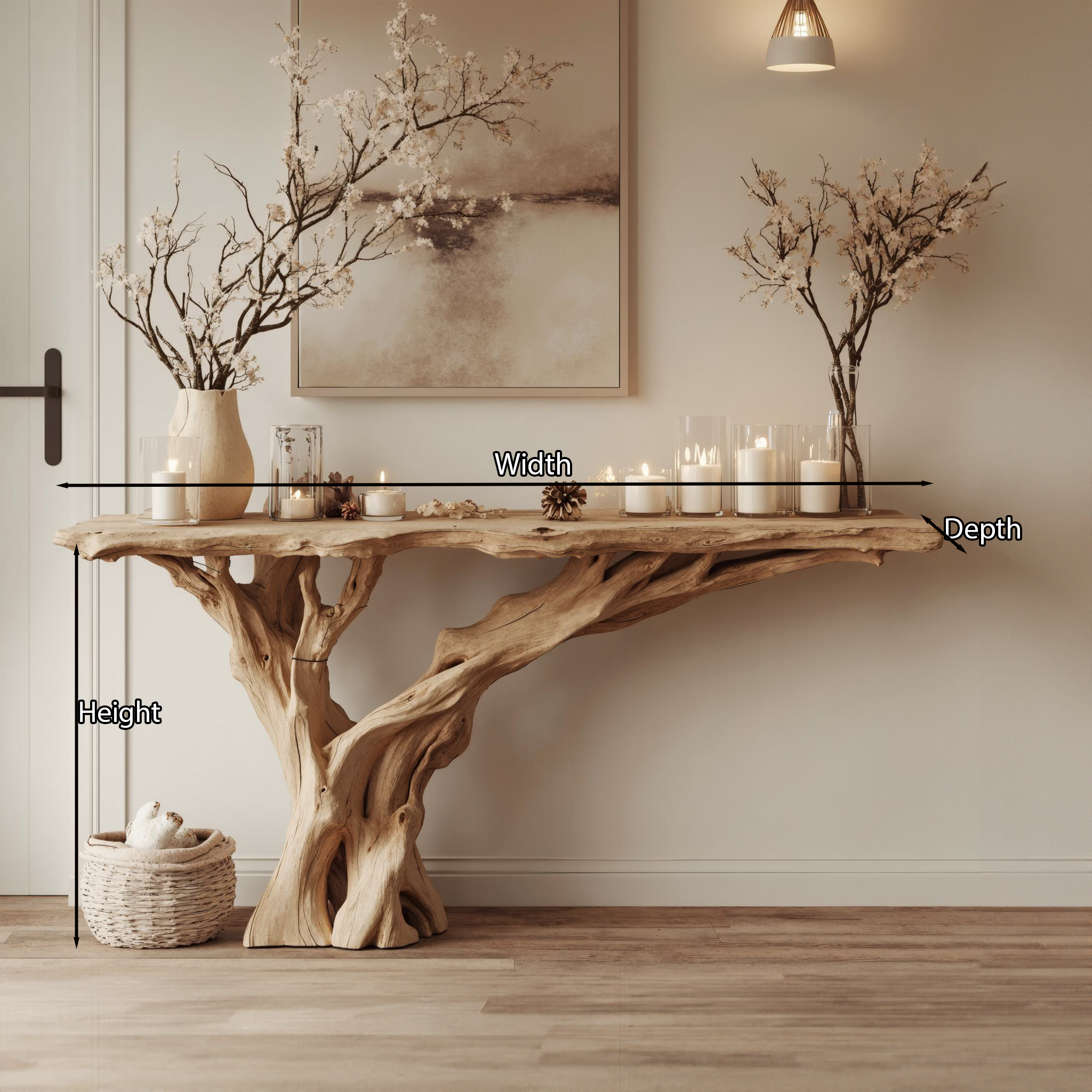 Narrow Floating Live Edge Console Table Home Decor