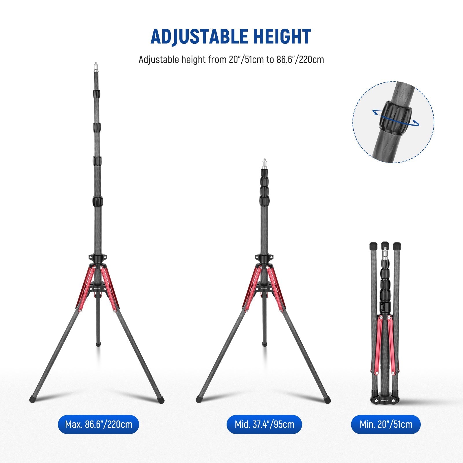 NEEWER ST210R 220cm Carbon Fiber Light Stand