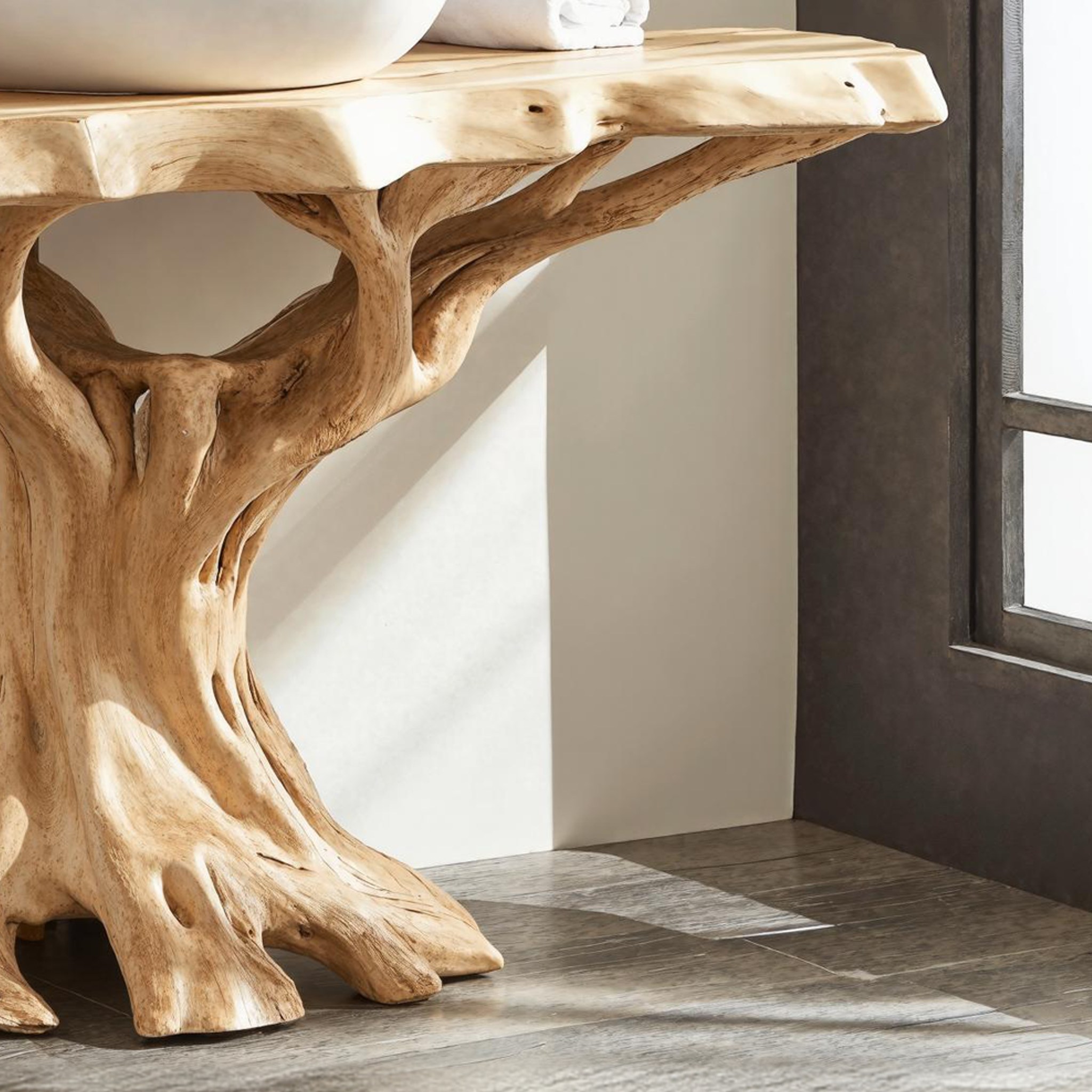 Live Edge Natural Wood Bathroom Vanity For Serene Spaces
