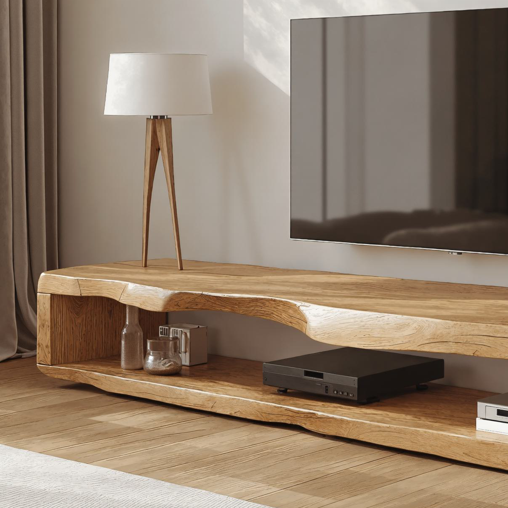 Large Wood Media Center Rustic TV Stand