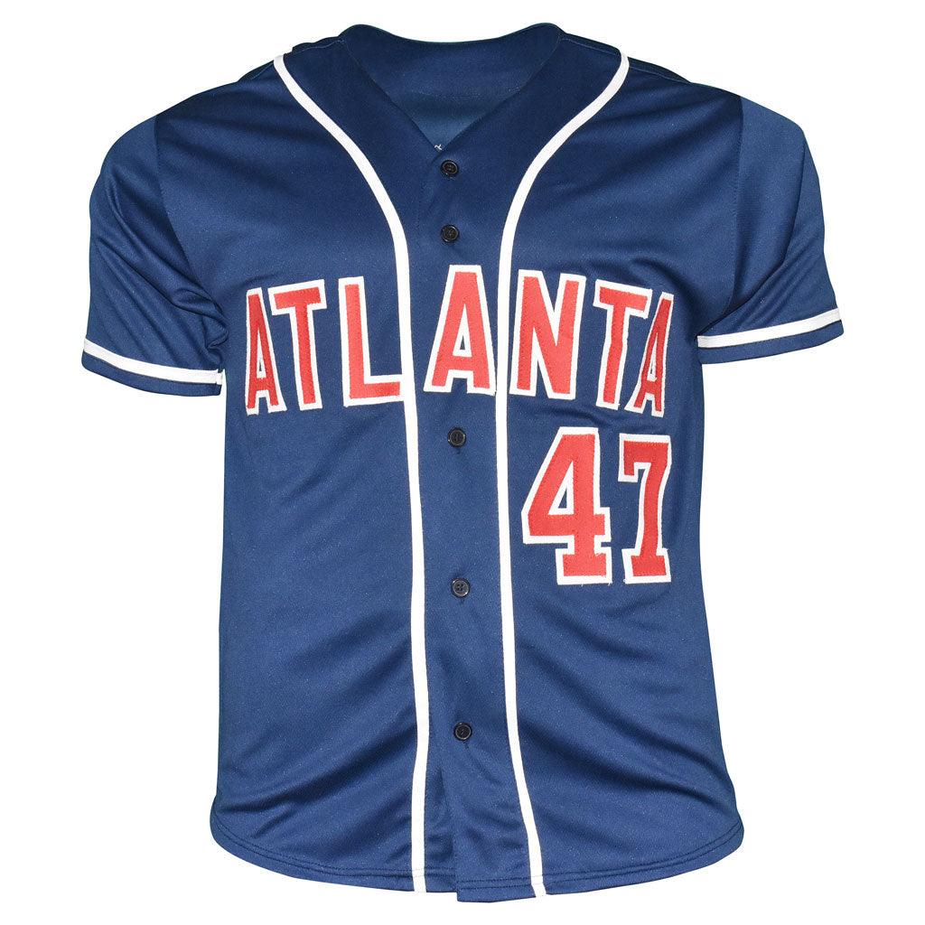 Tom Glavine Signed Silver ink Atlanta Navy Baseball Jersey (JSA)