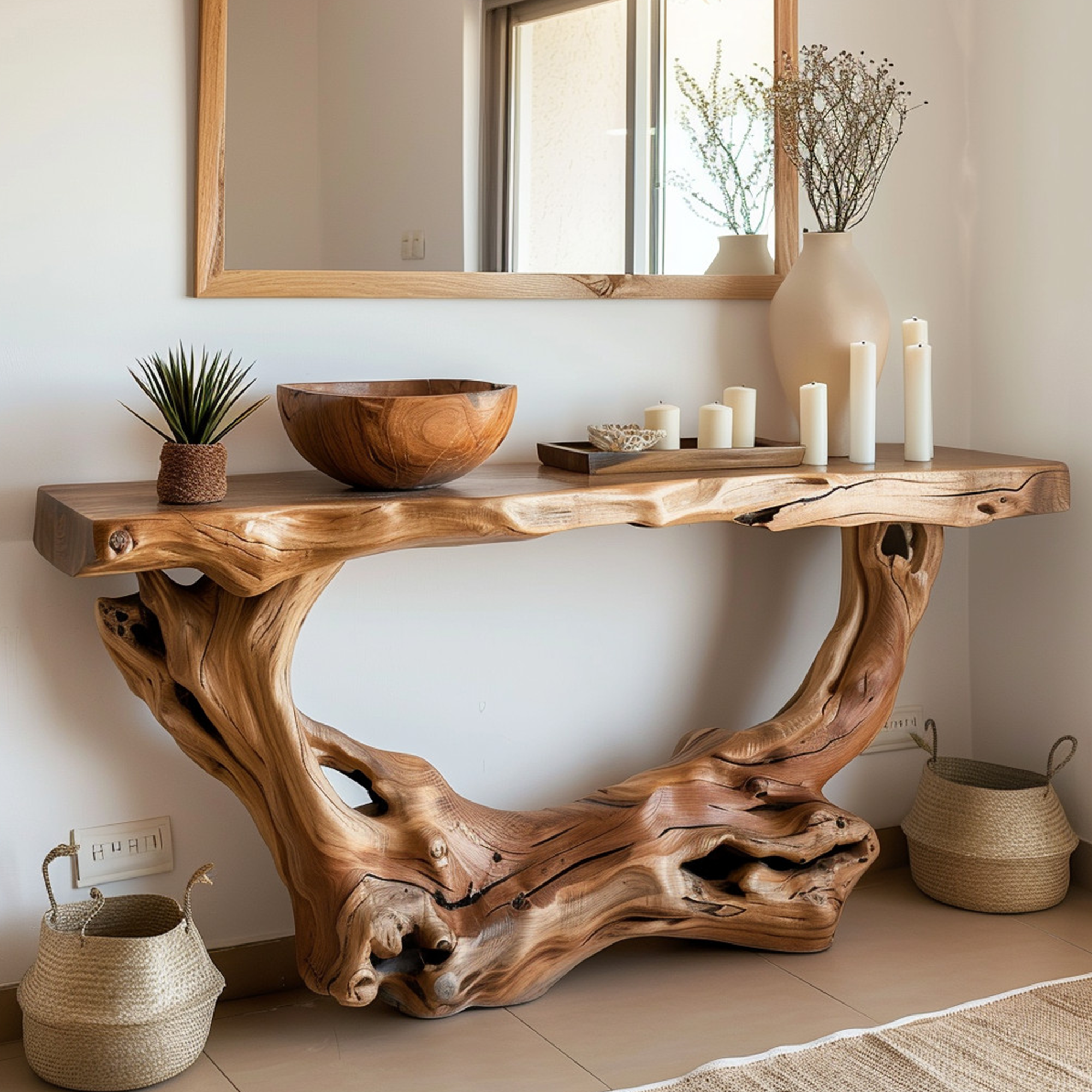 Narrow Console Table Solid Wood