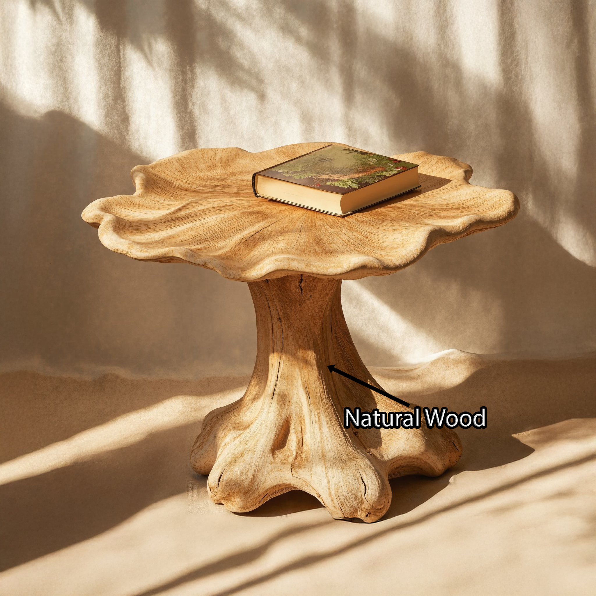 Minimalist Wood Mushroom End Table For Bedroom Clean Lines