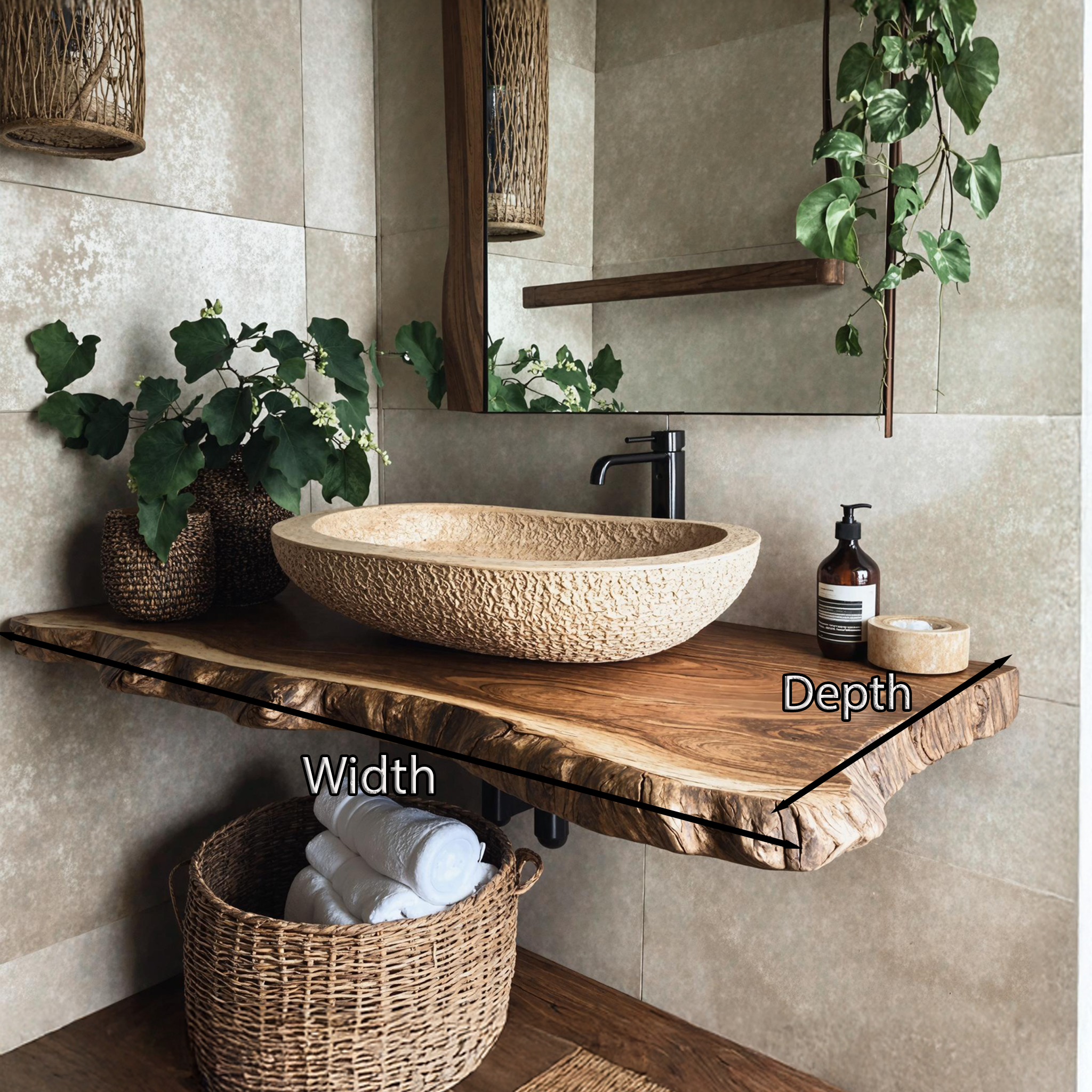 Rustic Wooden Floating Vanity For Cozy Bathroom Style