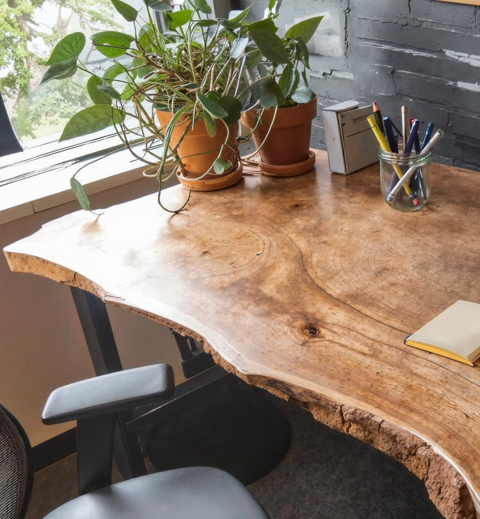 Rustic Custom Modern Live Edge Desk For Home Office And Workspace Setup