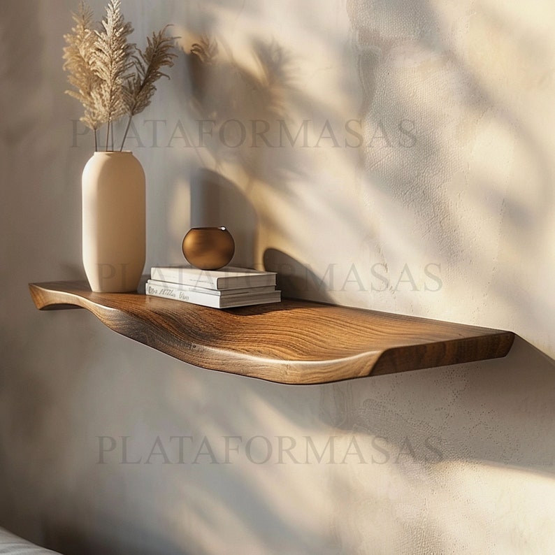 Wavy Live Edge Rustic Floating Shelves Decor Bedroom New Year Custom Shelves