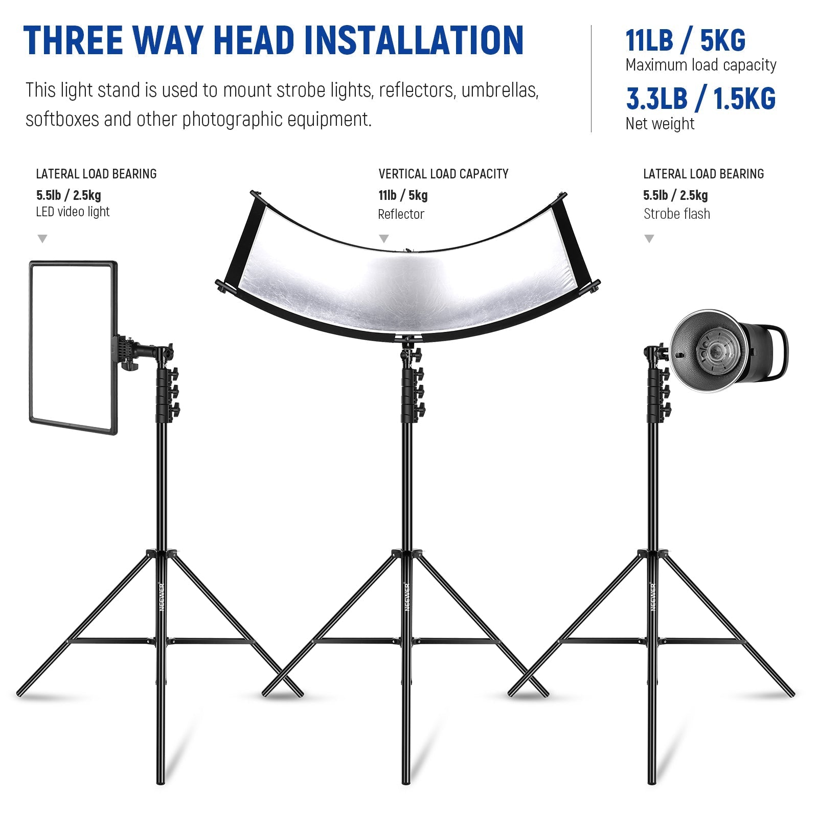 NEEWER ST-300AC 300cm Heavy Duty Air Cushioned Light Stand