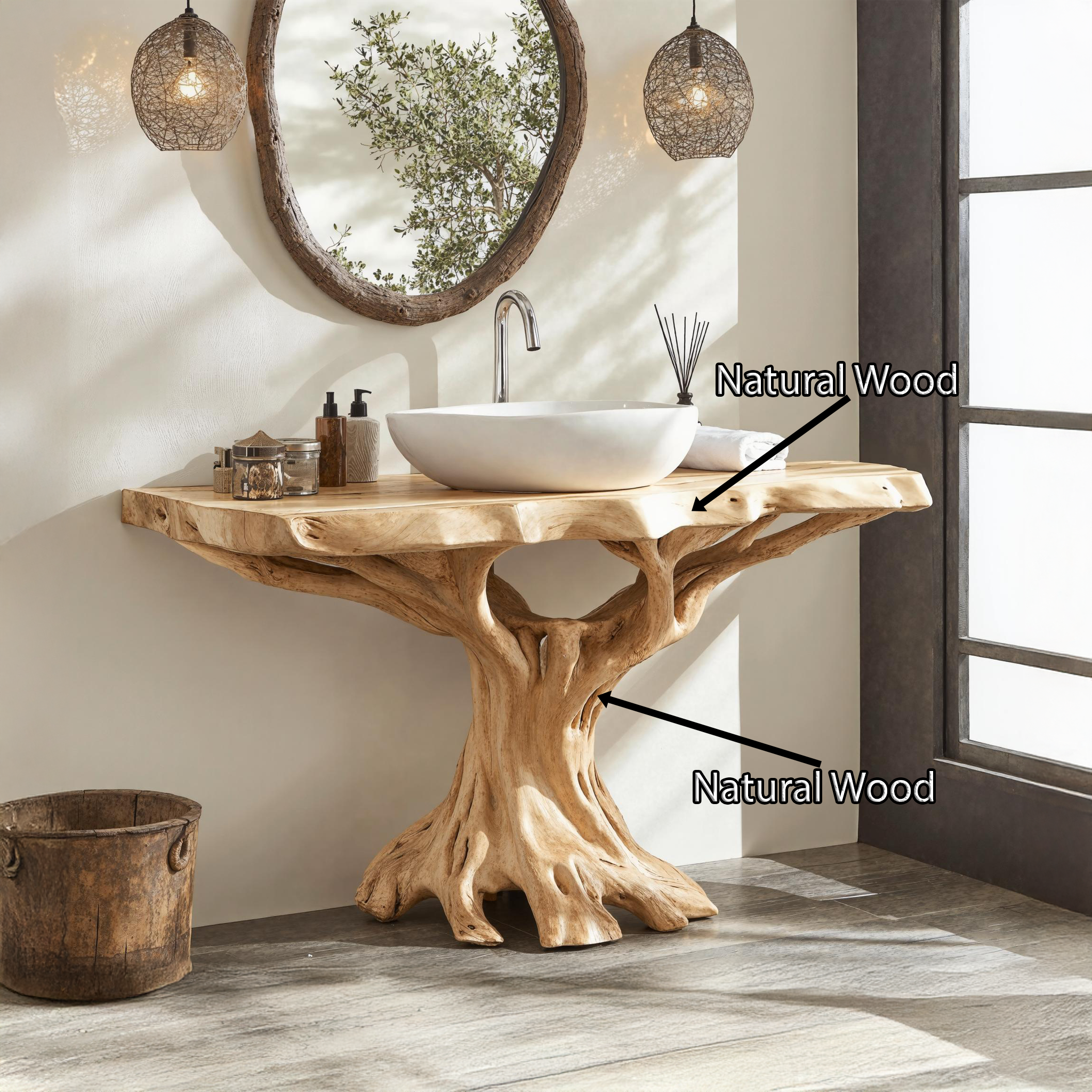 Live Edge Natural Wood Bathroom Vanity For Serene Spaces