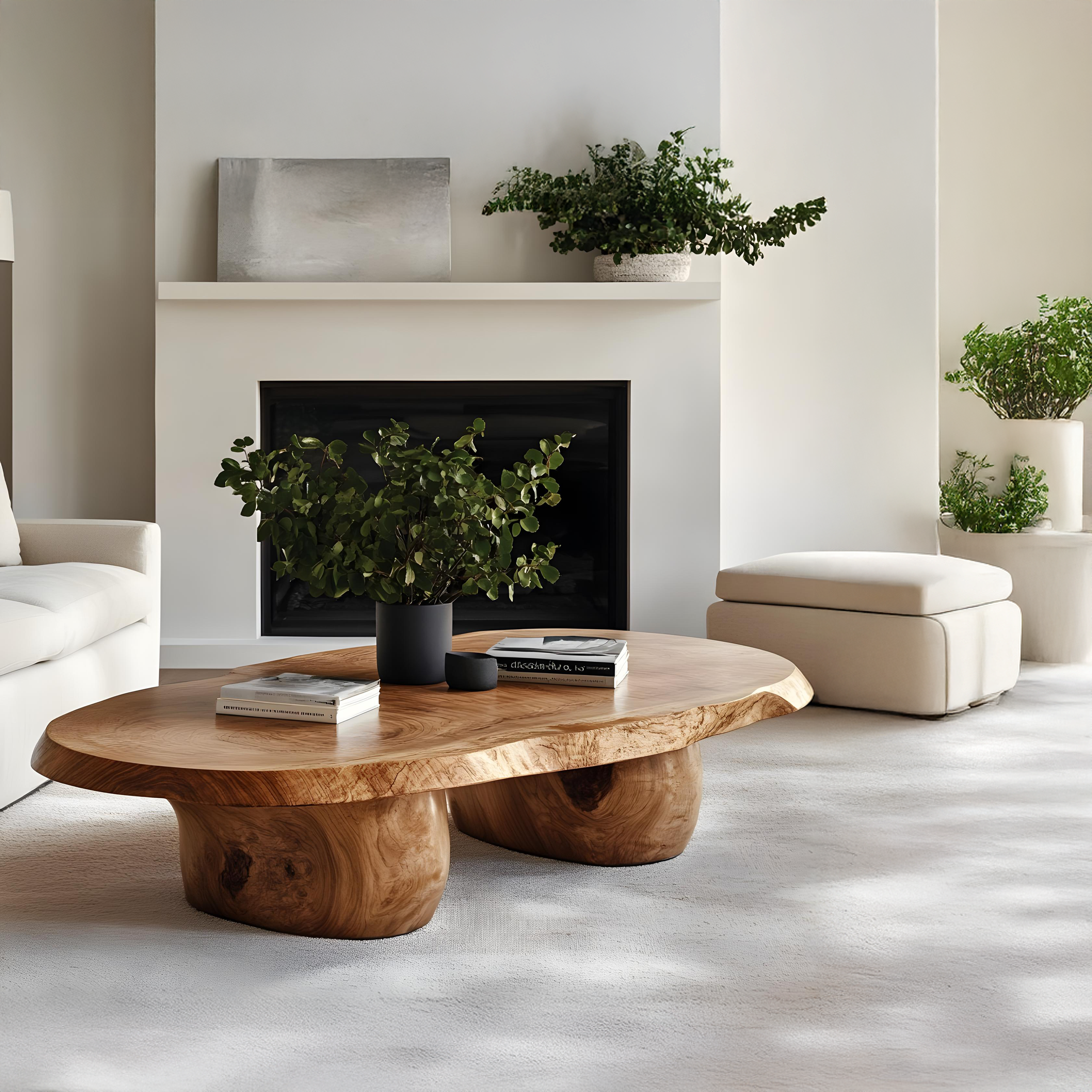 Handcrafted Natural Wood Coffee Table For Inviting Living Room